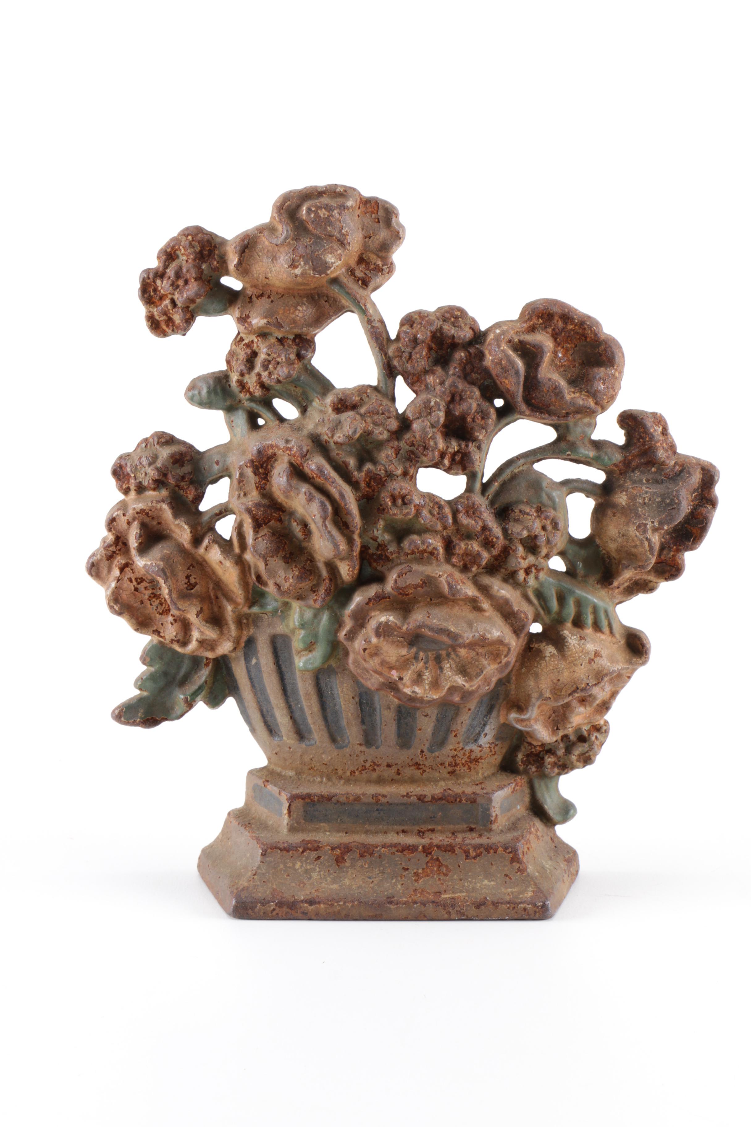 Pair of Cast Iron Floral Decorative Pieces
