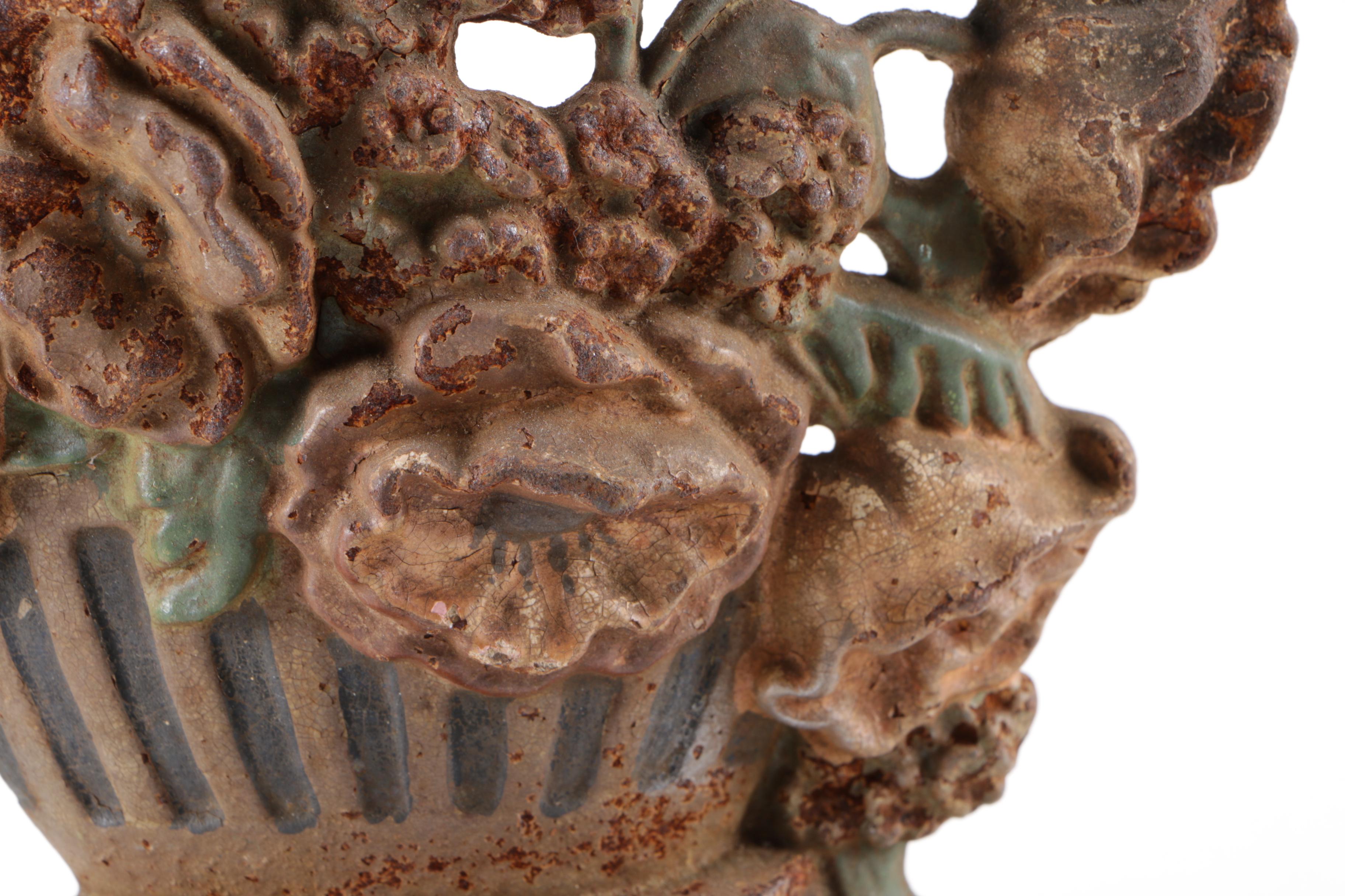 Pair of Cast Iron Floral Decorative Pieces