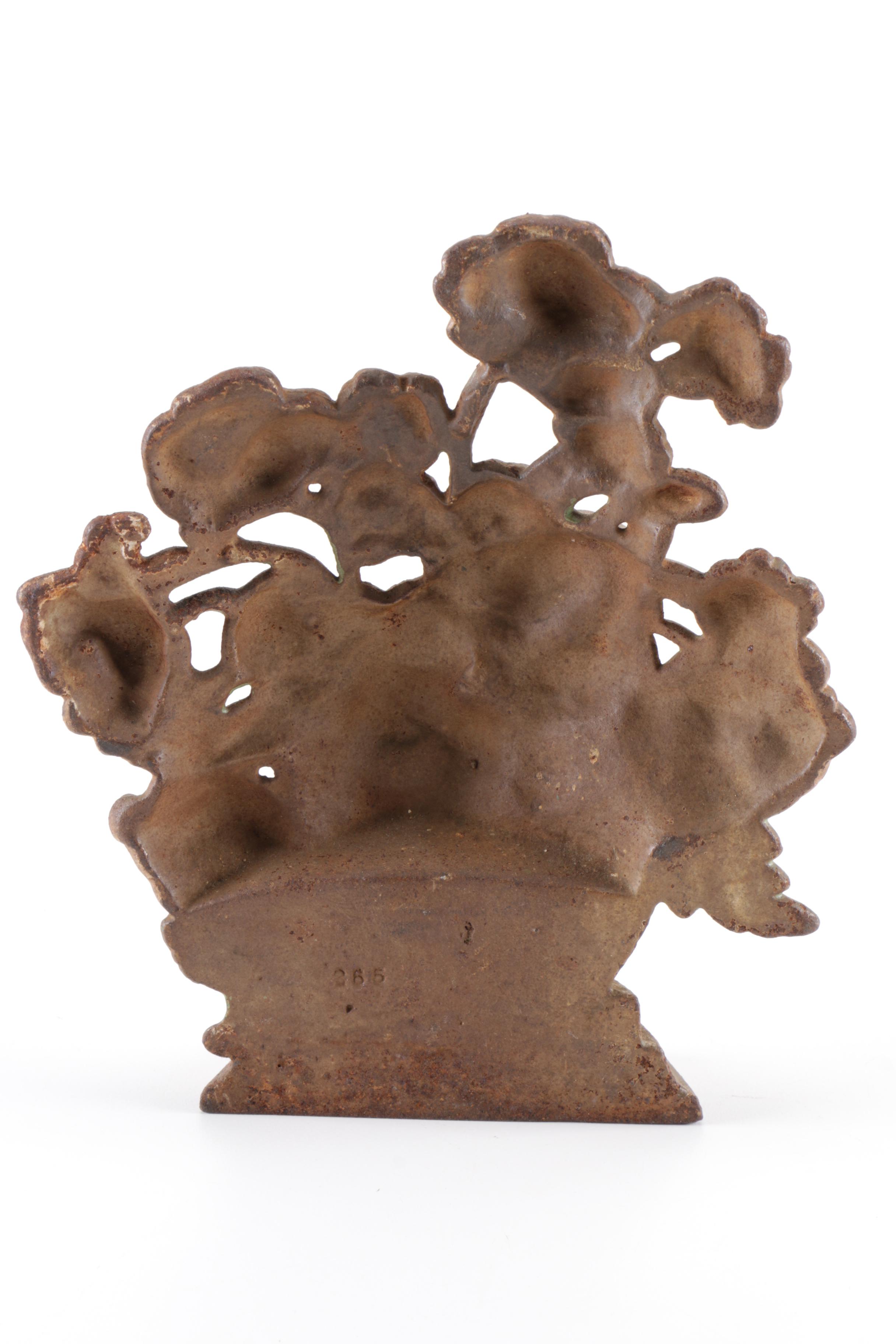 Pair of Cast Iron Floral Decorative Pieces