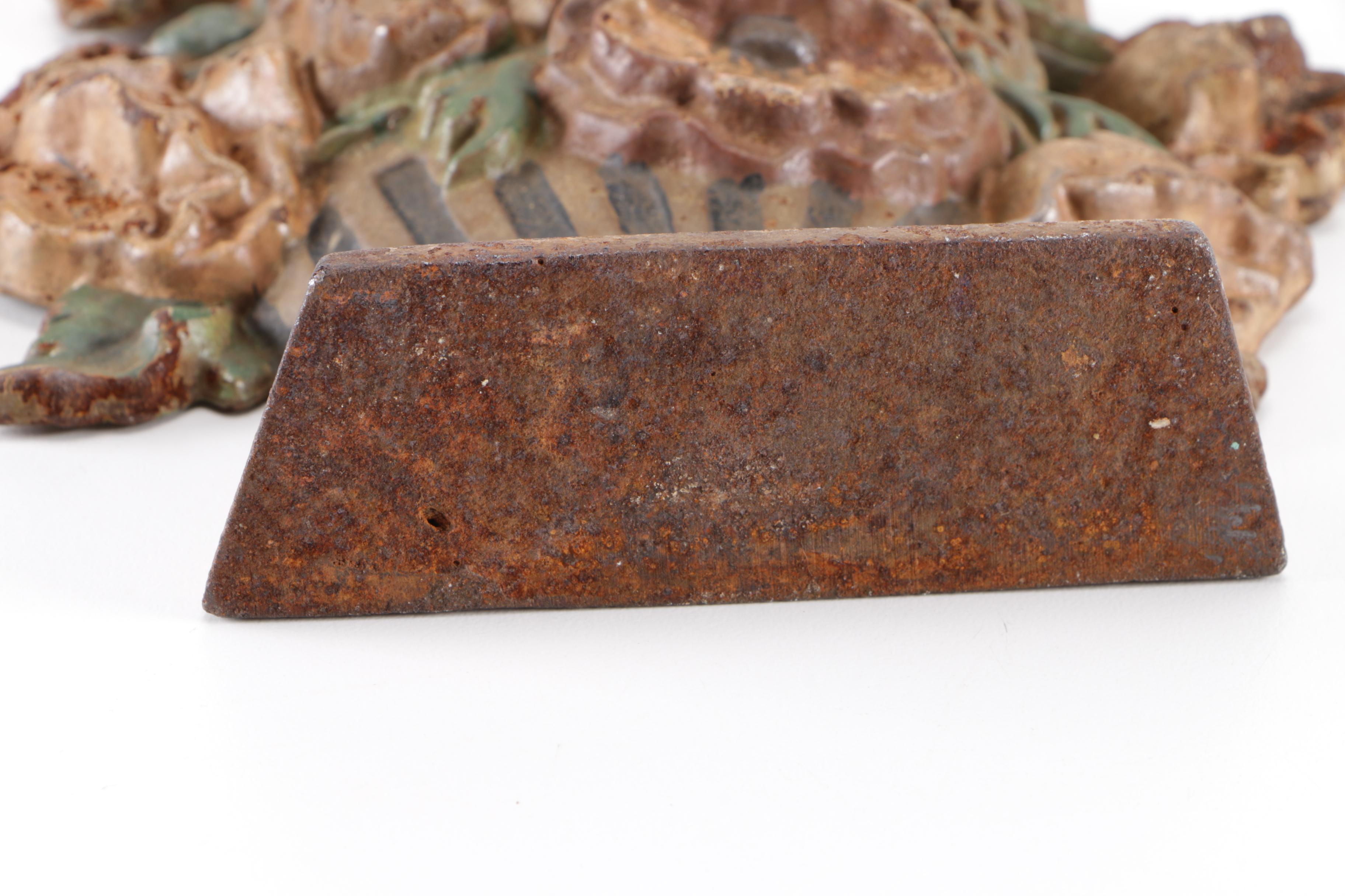 Pair of Cast Iron Floral Decorative Pieces