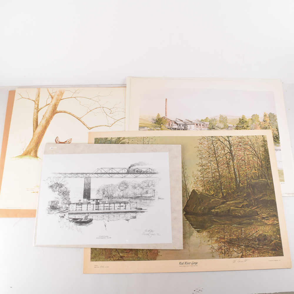 Unframed Signed Offset Lithographs After Ray Allen, Fritz Hilton, Nellie Meadows, Timothy Pack, and Al Cornette