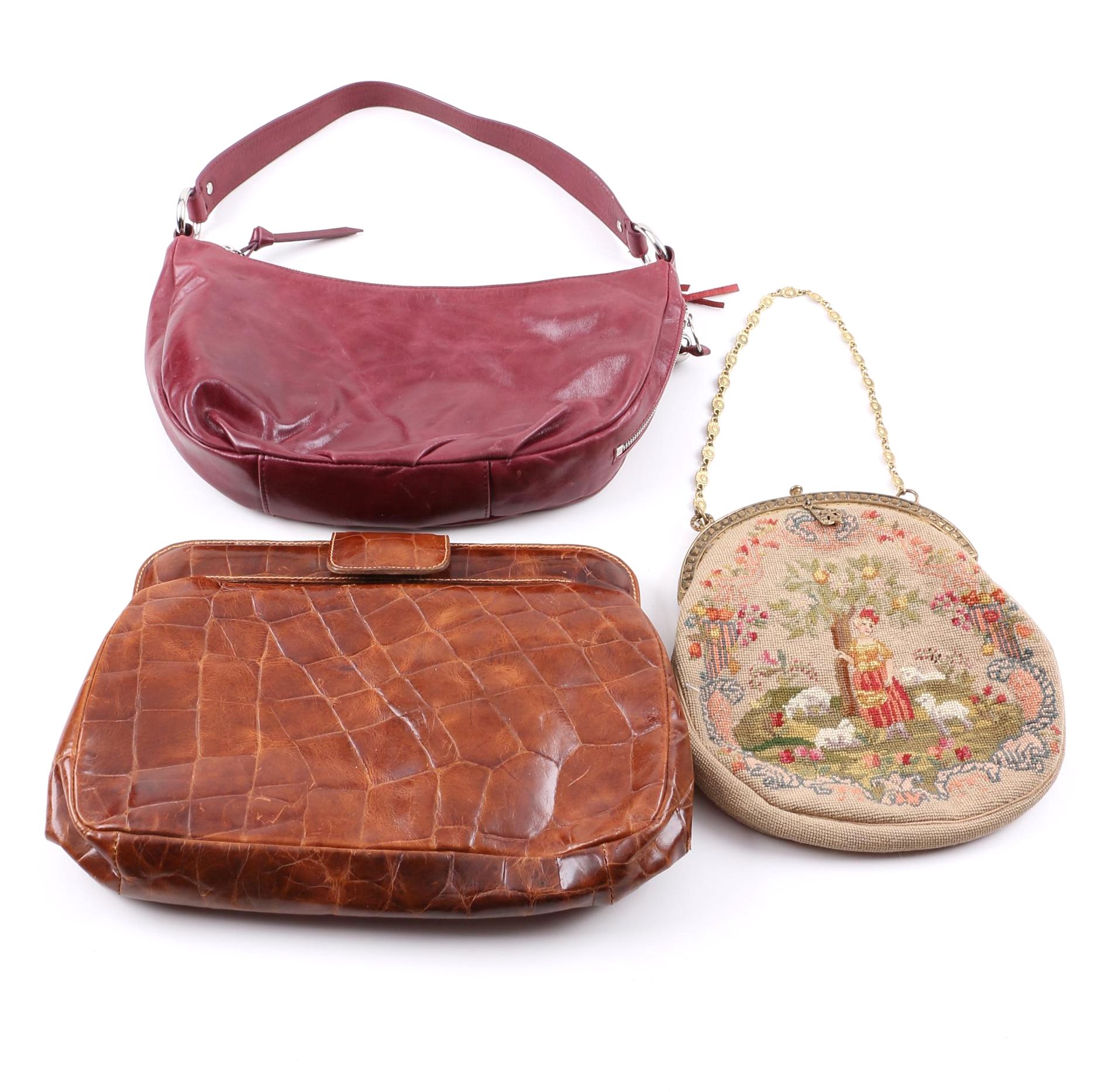 Vintage Needlepoint, Embossed and Leather Handbags