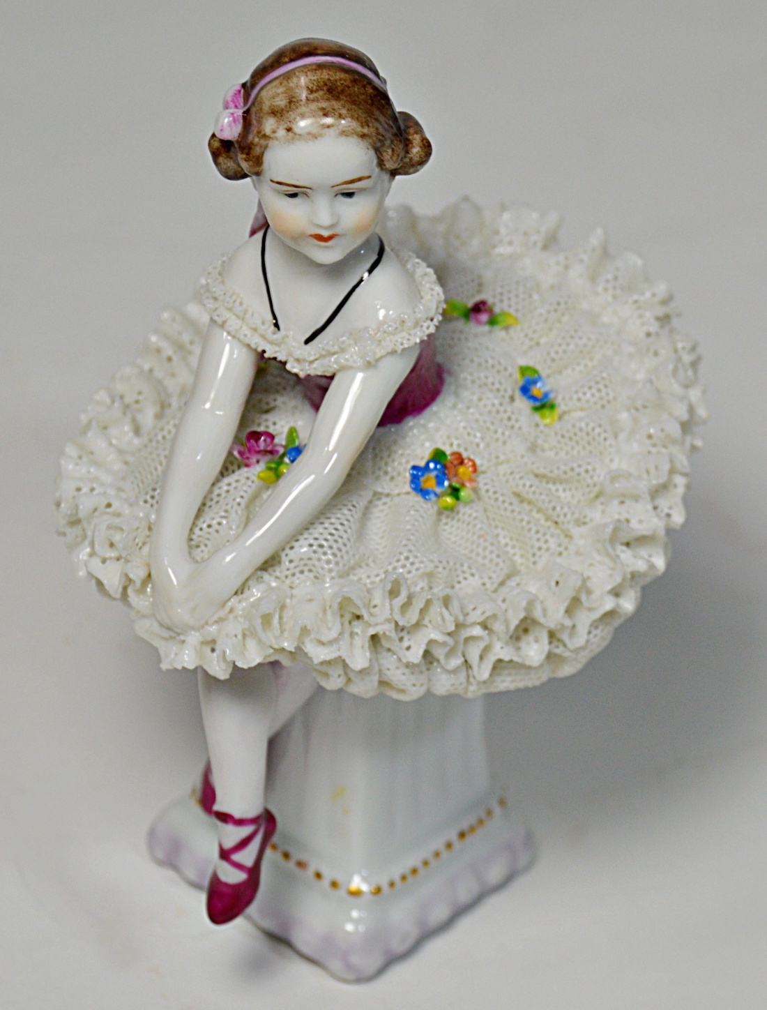 Pair of Antique Dresden Wallendorf Porcelain Ballerinas