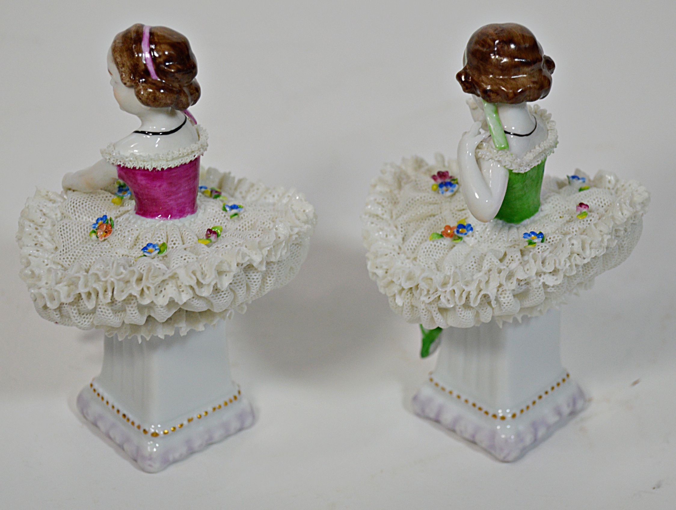 Pair of Antique Dresden Wallendorf Porcelain Ballerinas