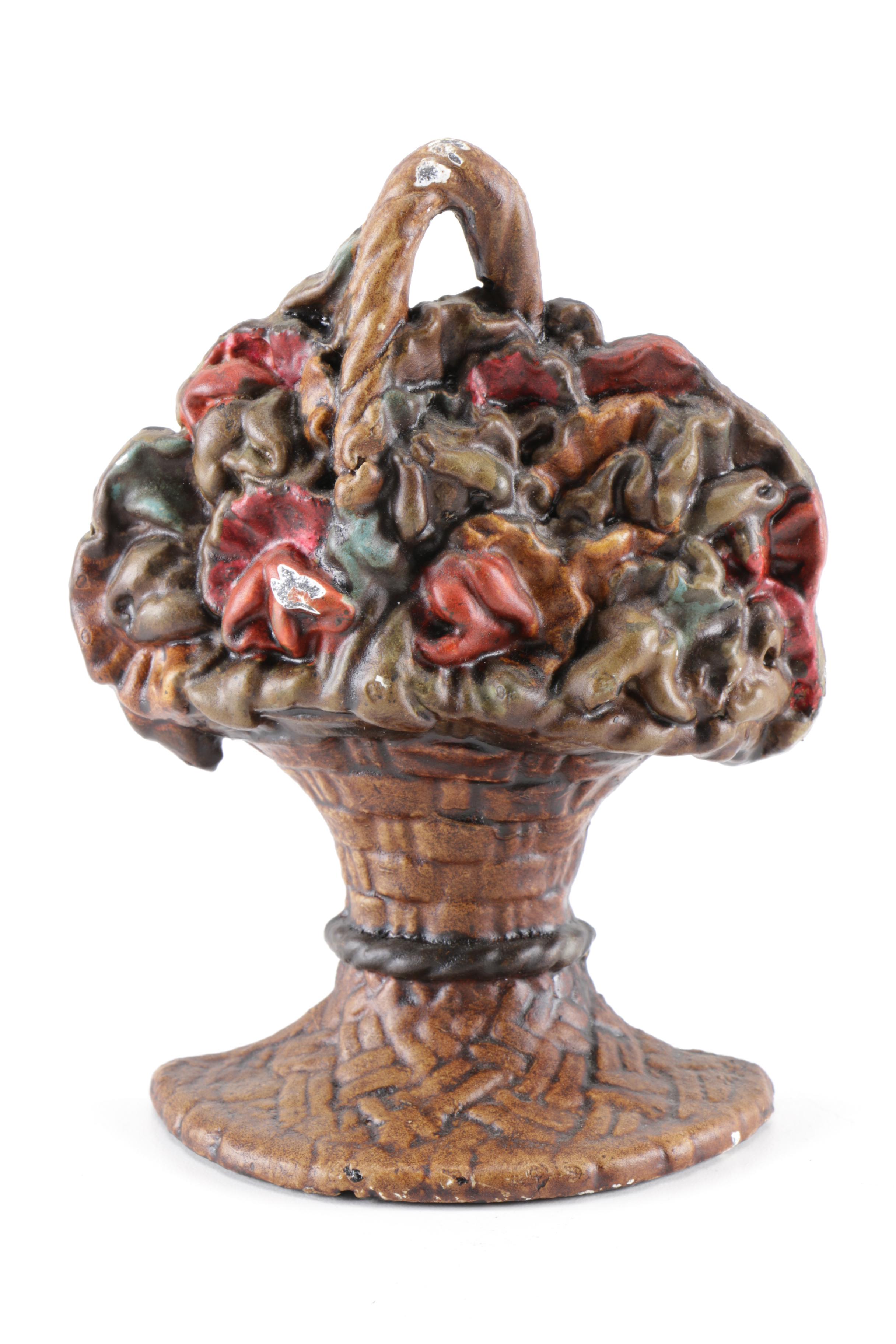 Pair of Cast Iron Floral Arrangement Door Stoppers