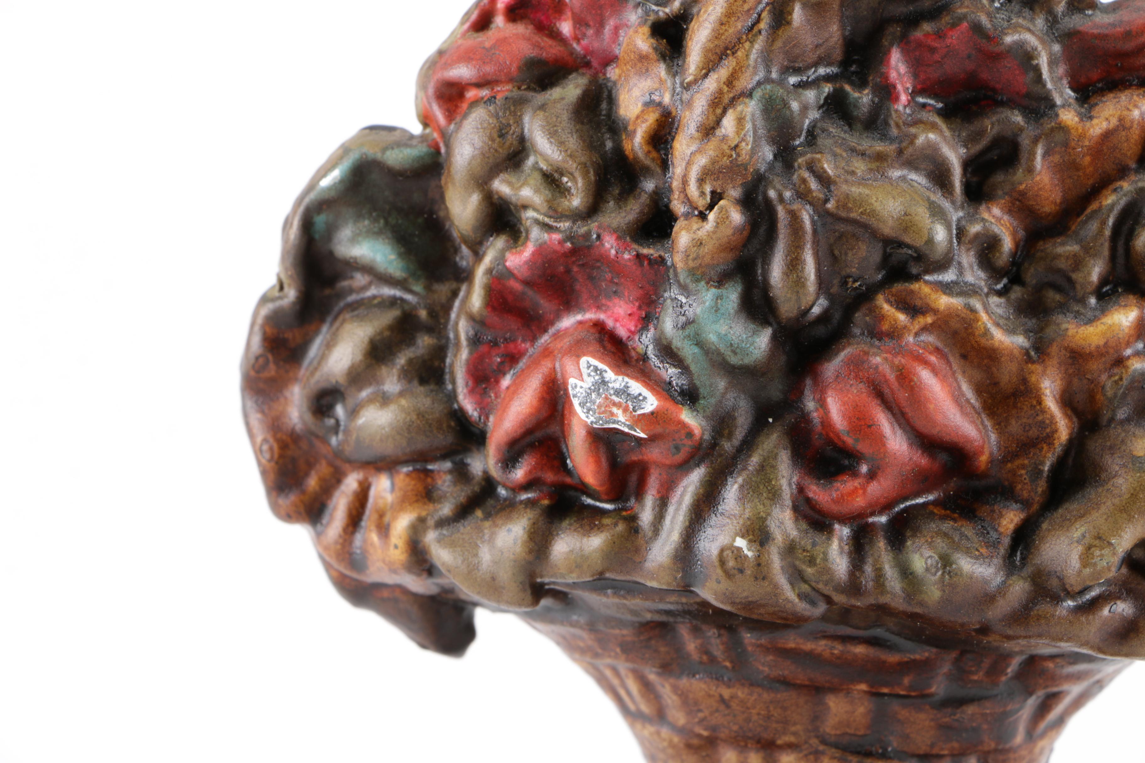 Pair of Cast Iron Floral Arrangement Door Stoppers