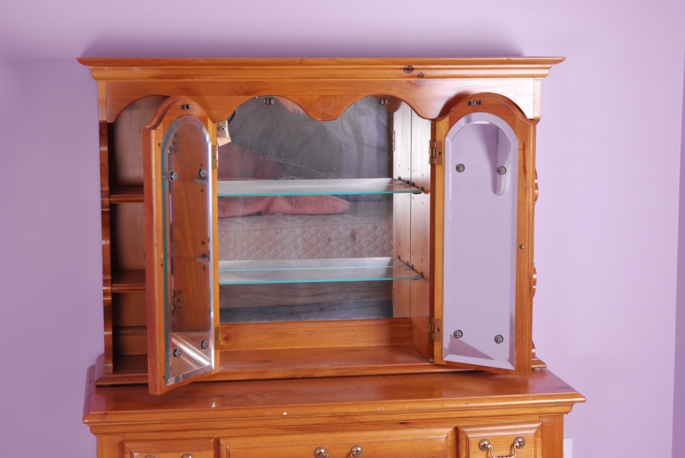 Vintage Vanity Hutch and Chair by Dixie Furniture