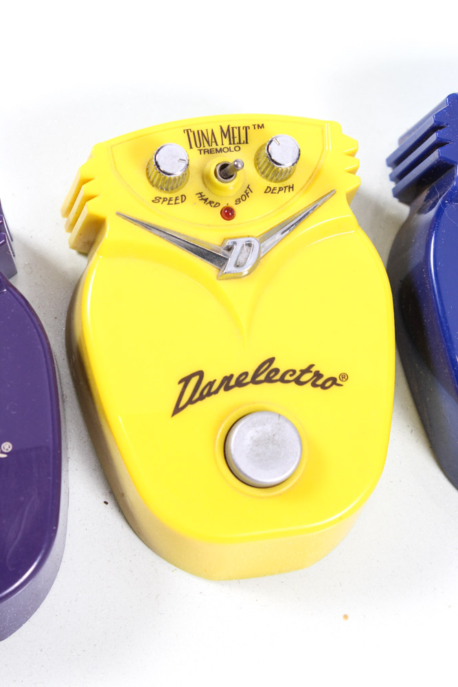 Full Suite of Danelectro Guitar Effect Pedals Store Display