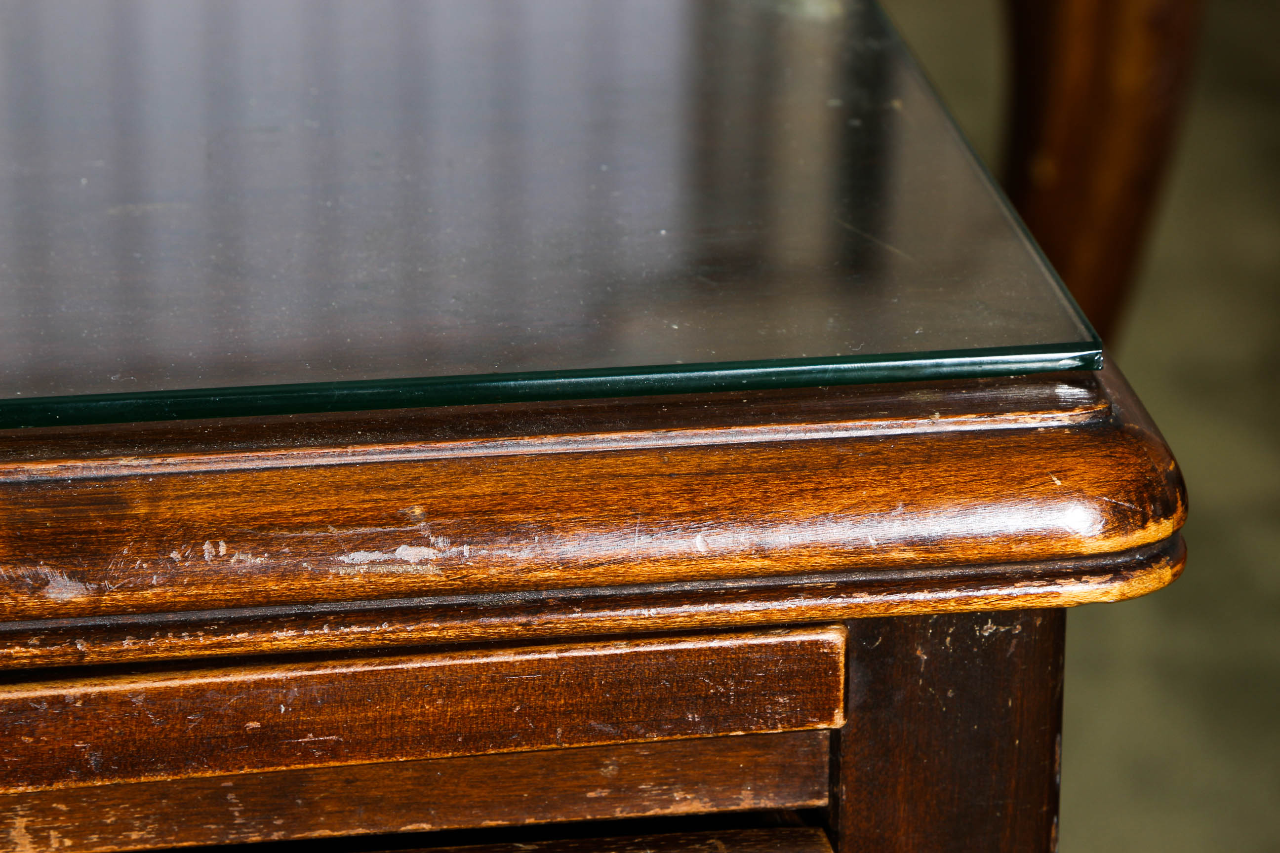 Desk and Chair With a Mahogany Finish