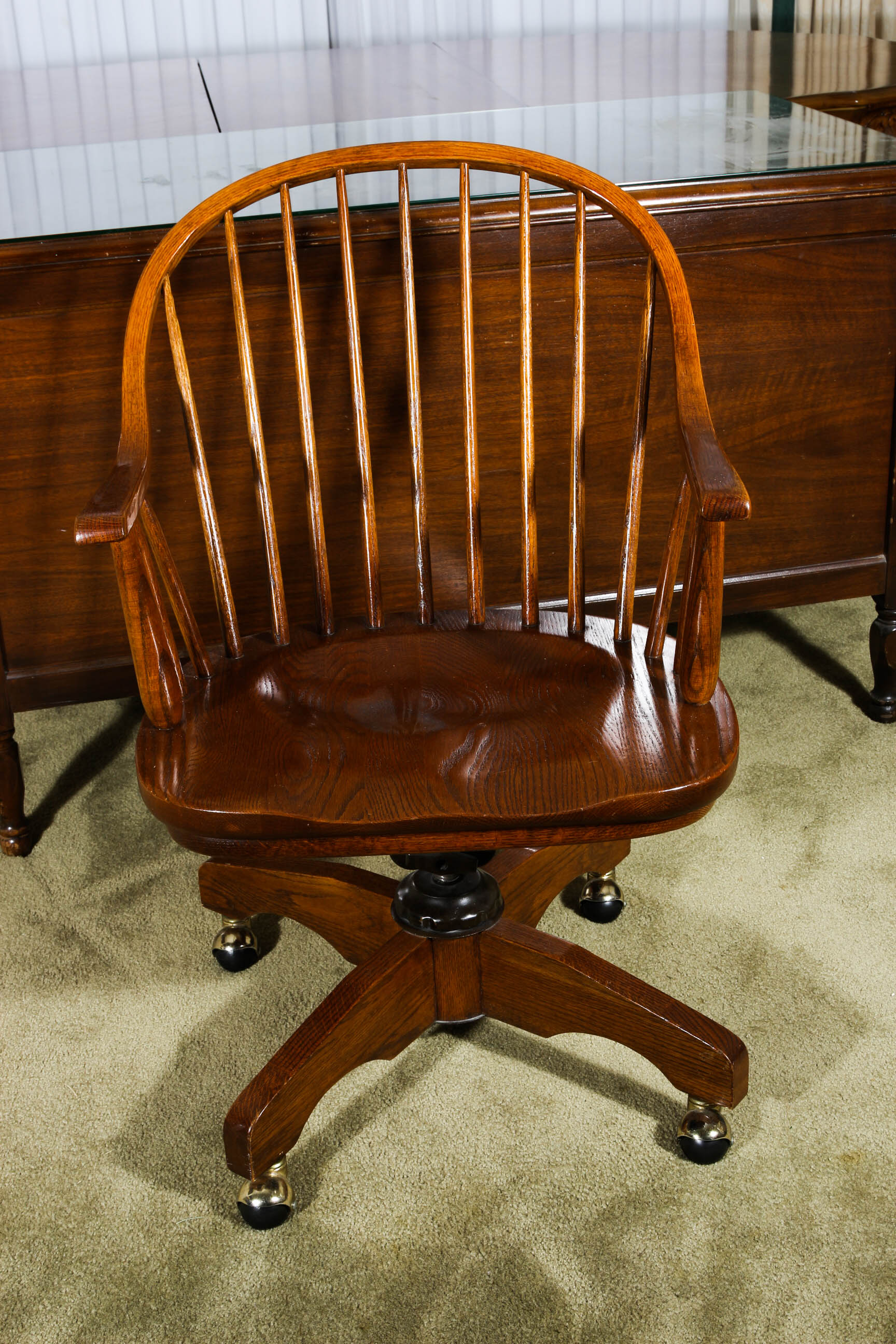 Desk and Chair With a Mahogany Finish