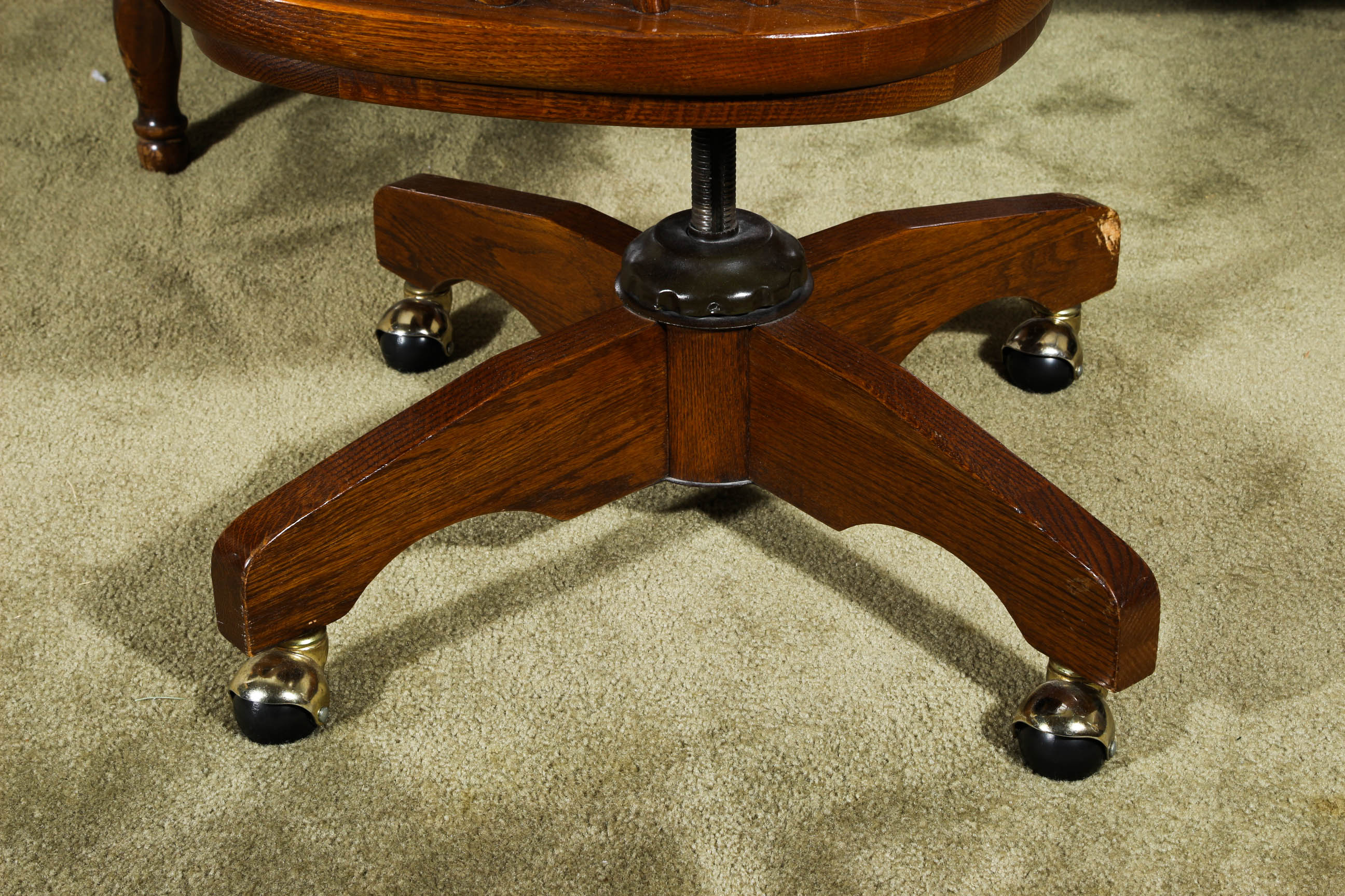 Desk and Chair With a Mahogany Finish