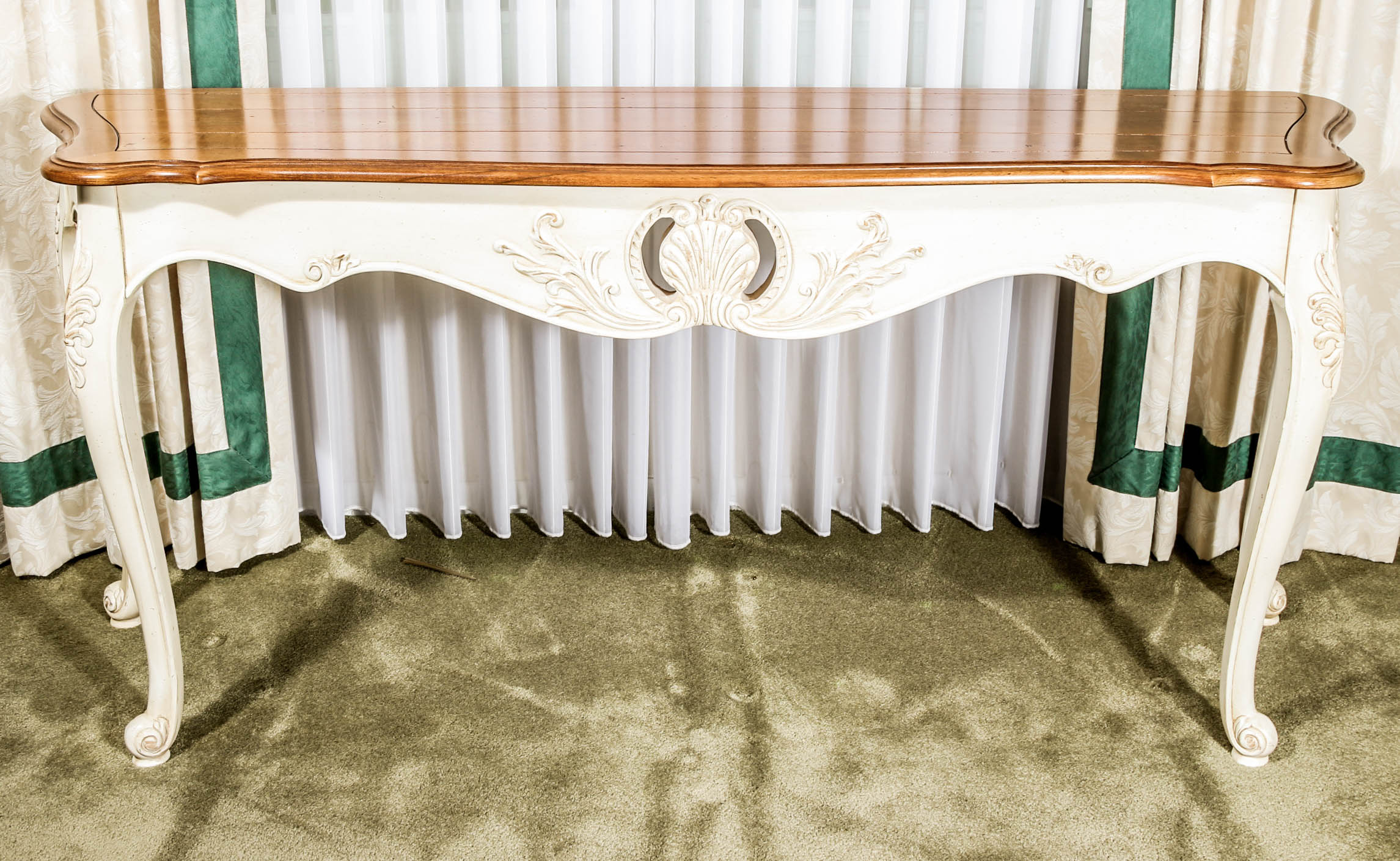 French Provincial Style Console Table with Stools