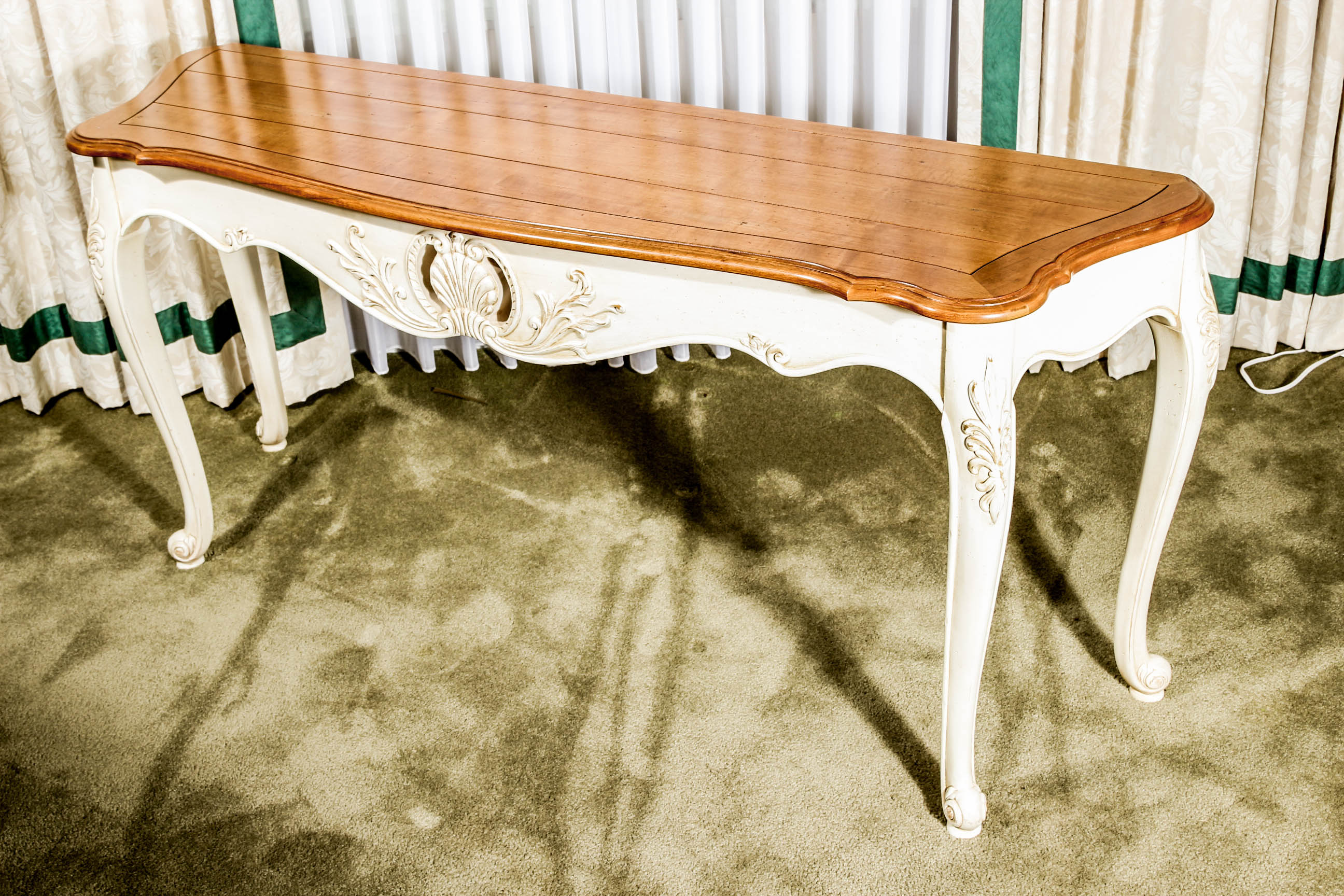 French Provincial Style Console Table with Stools