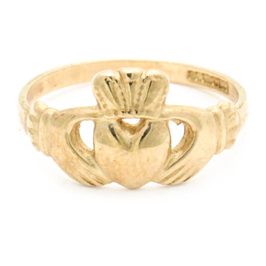 9K Yellow Gold Claddagh Ring