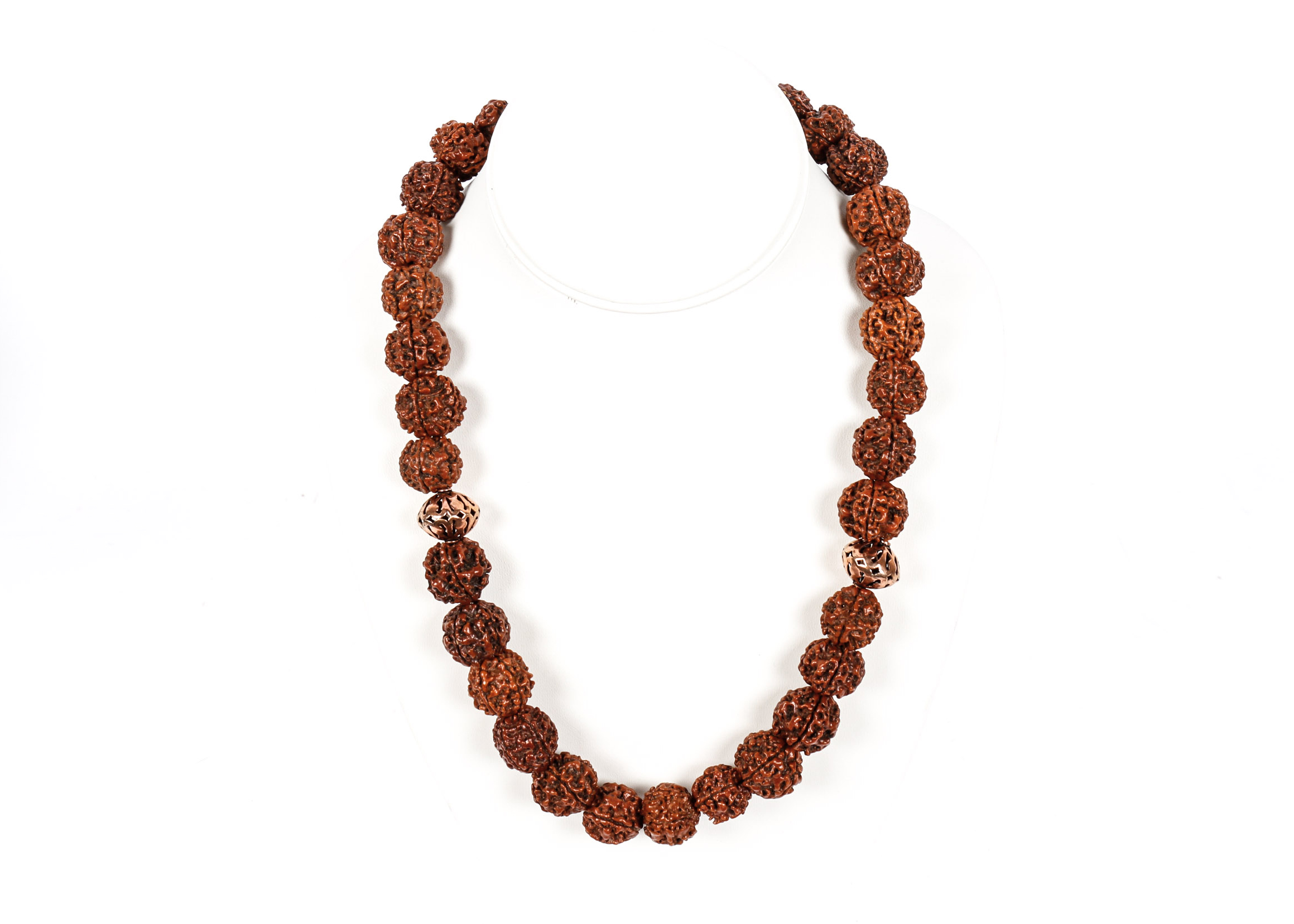 Wooden Bead and Copper Necklace