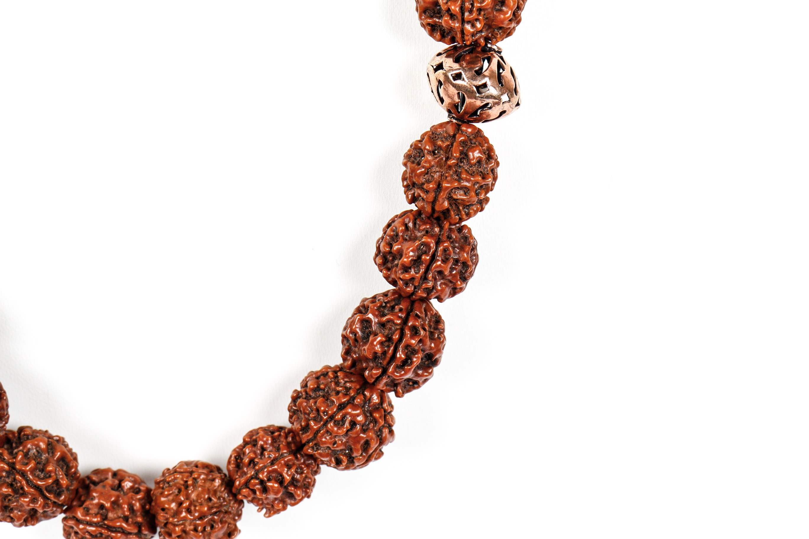 Wooden Bead and Copper Necklace