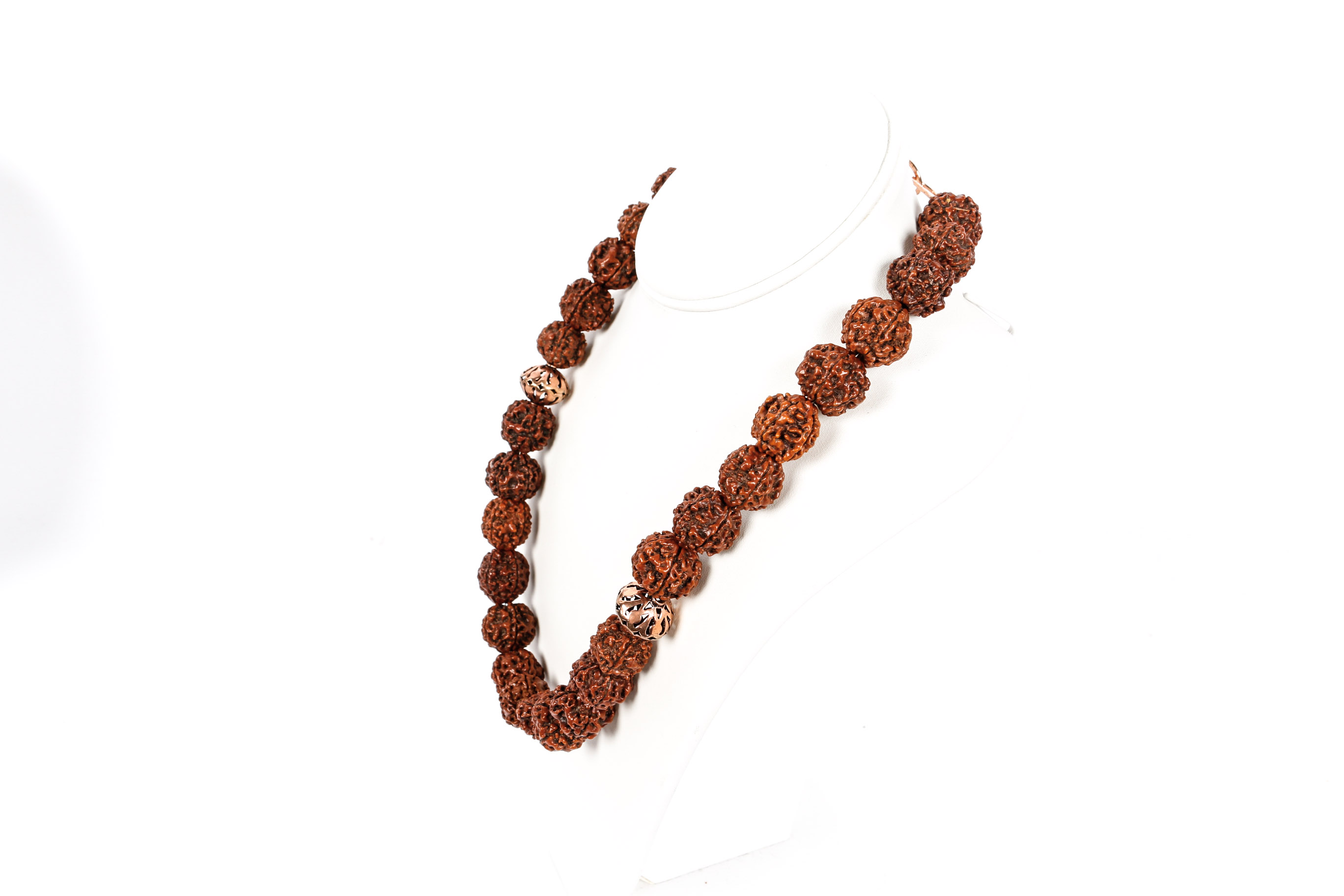 Wooden Bead and Copper Necklace