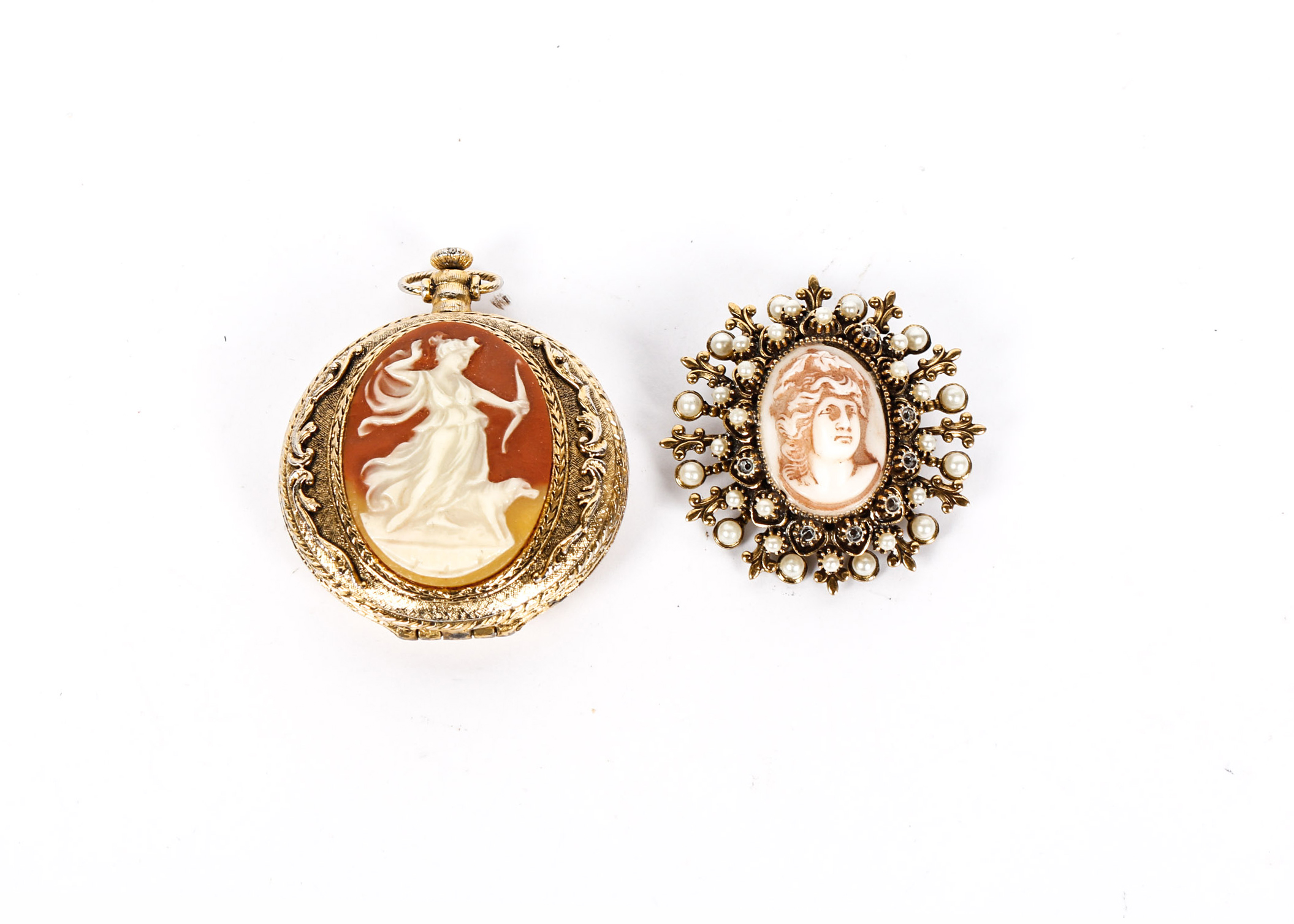 Vintage Max Factor Cameo Enchanted Forest Compact and Cameo Pin