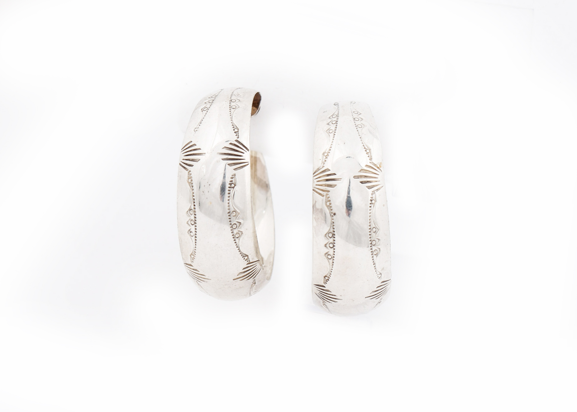 Pair of Sterling Silver Navajo Earrings Signed Henry Callaolito