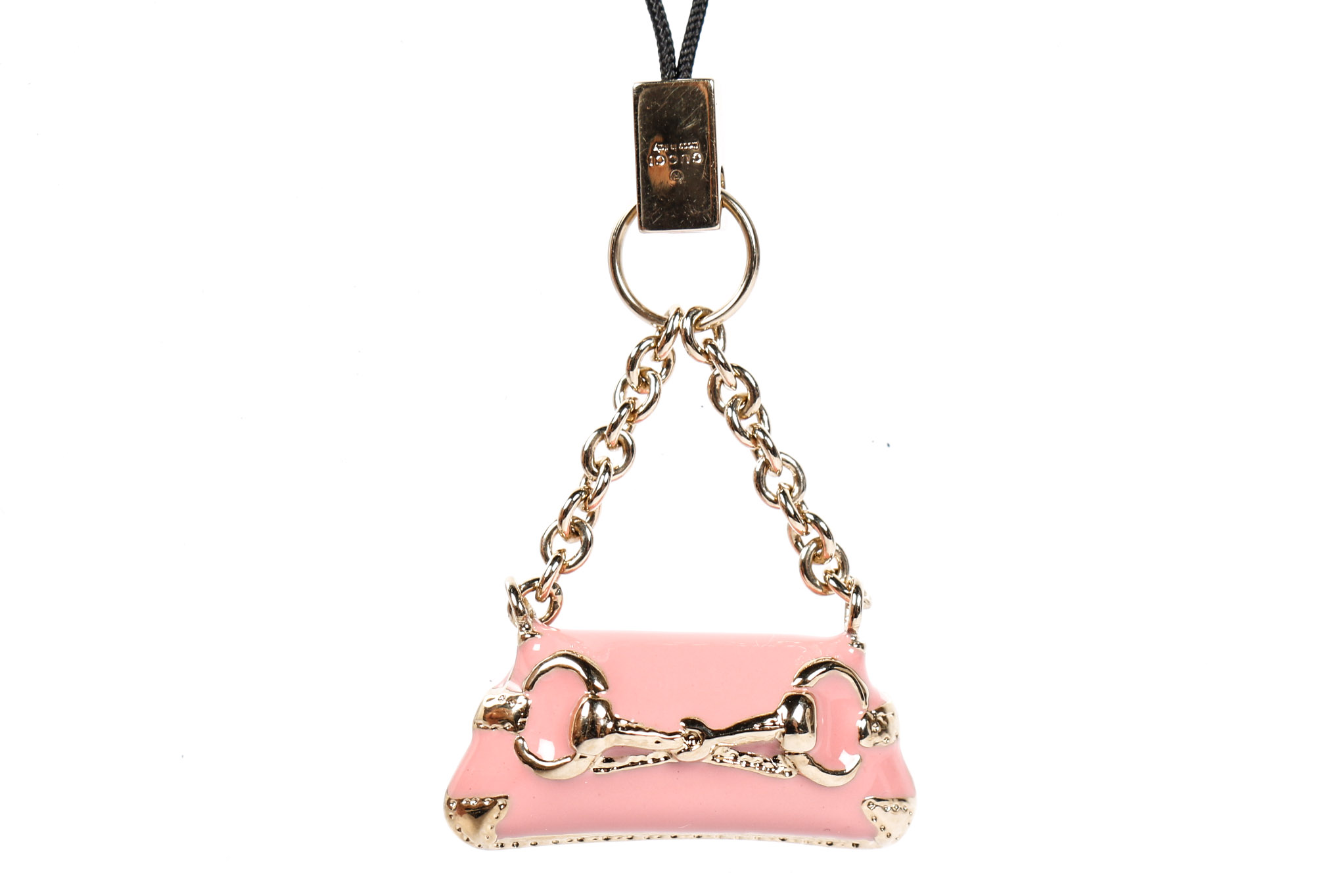 Gucci Pink Enameled and Gold Tone Handbag Charm