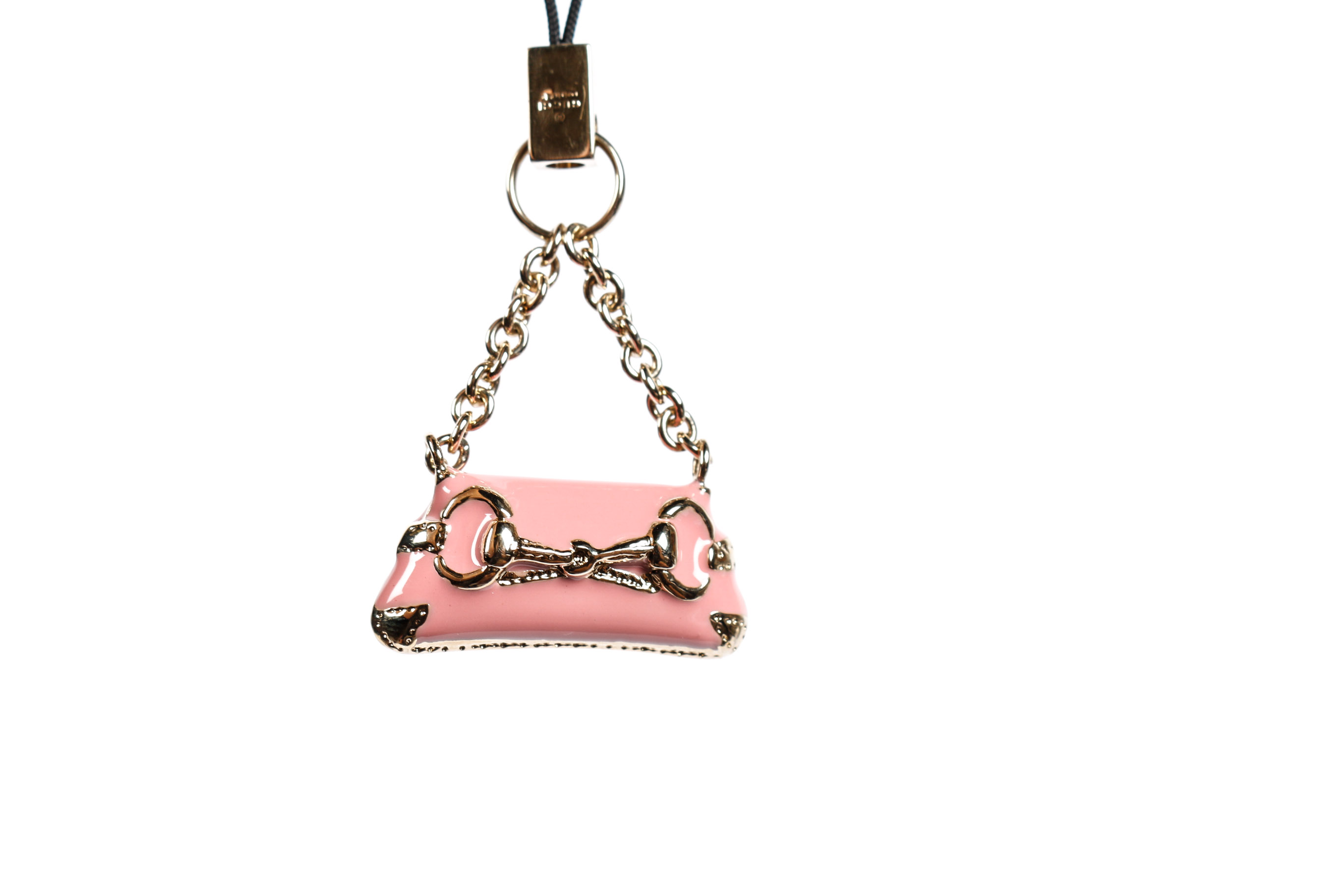 Gucci Pink Enameled and Gold Tone Handbag Charm