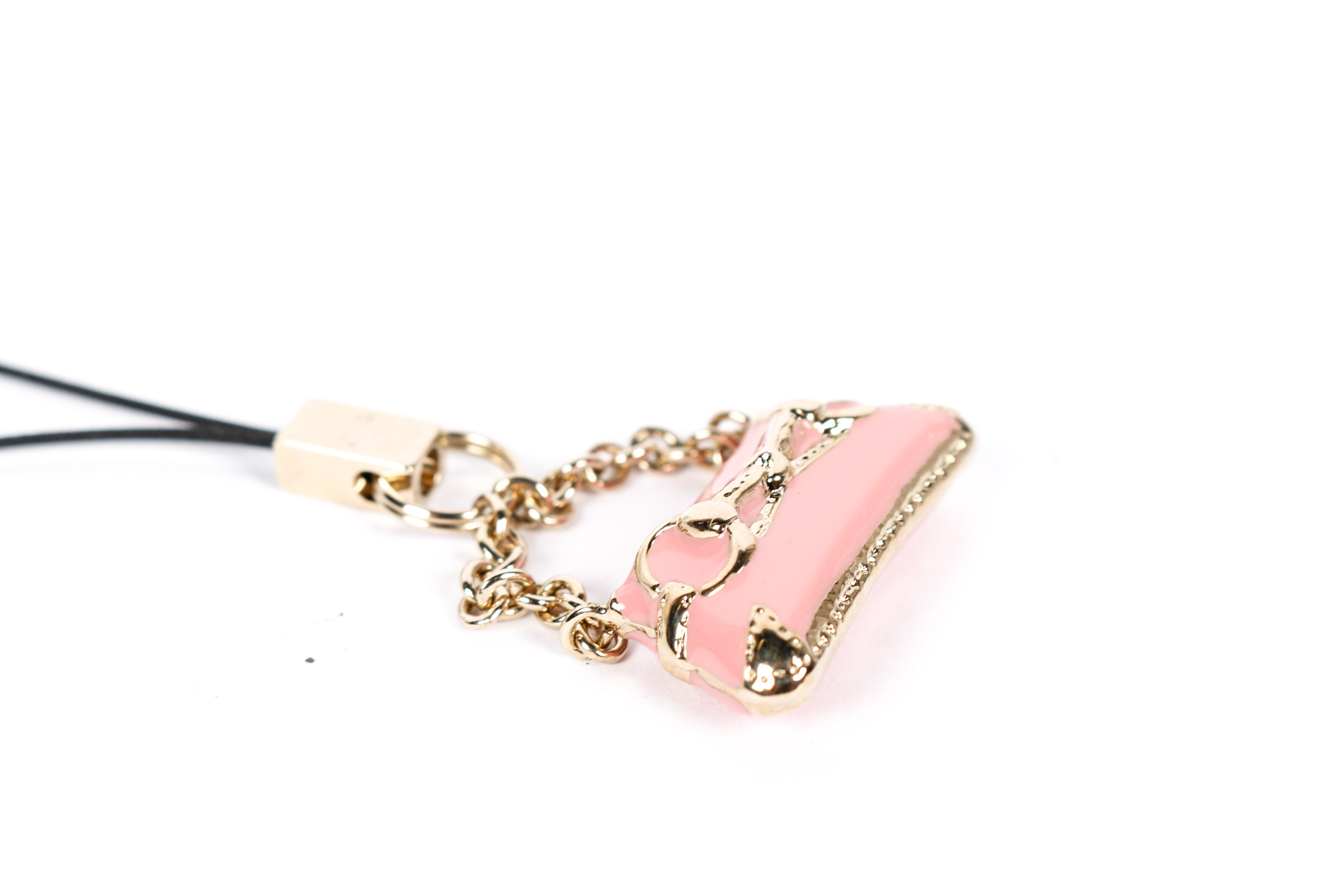 Gucci Pink Enameled and Gold Tone Handbag Charm