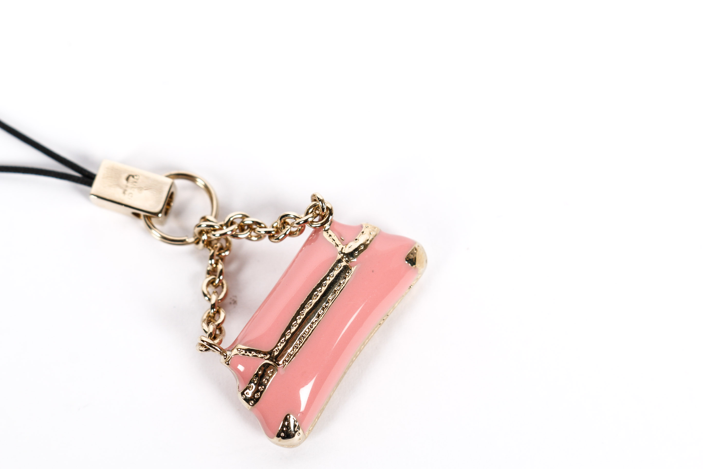 Gucci Pink Enameled and Gold Tone Handbag Charm