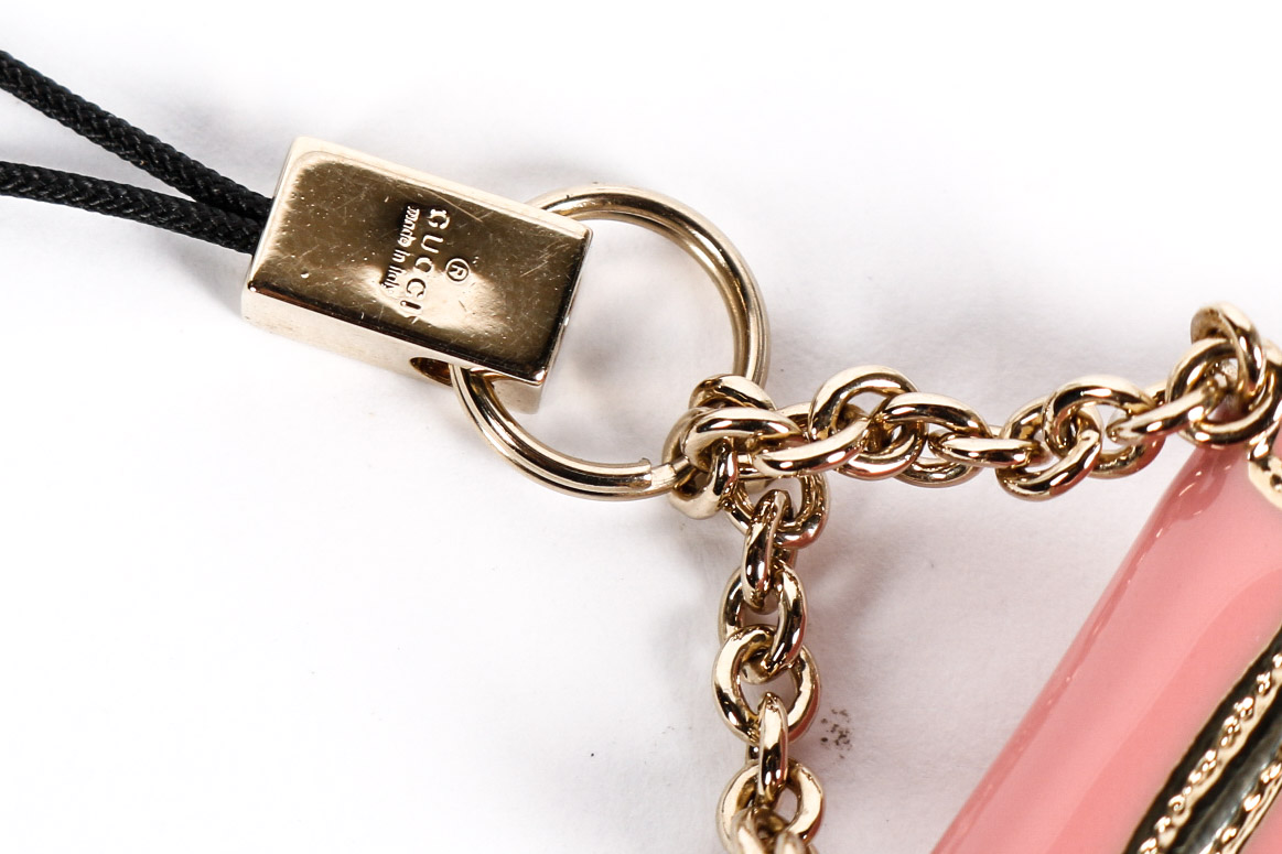 Gucci Pink Enameled and Gold Tone Handbag Charm