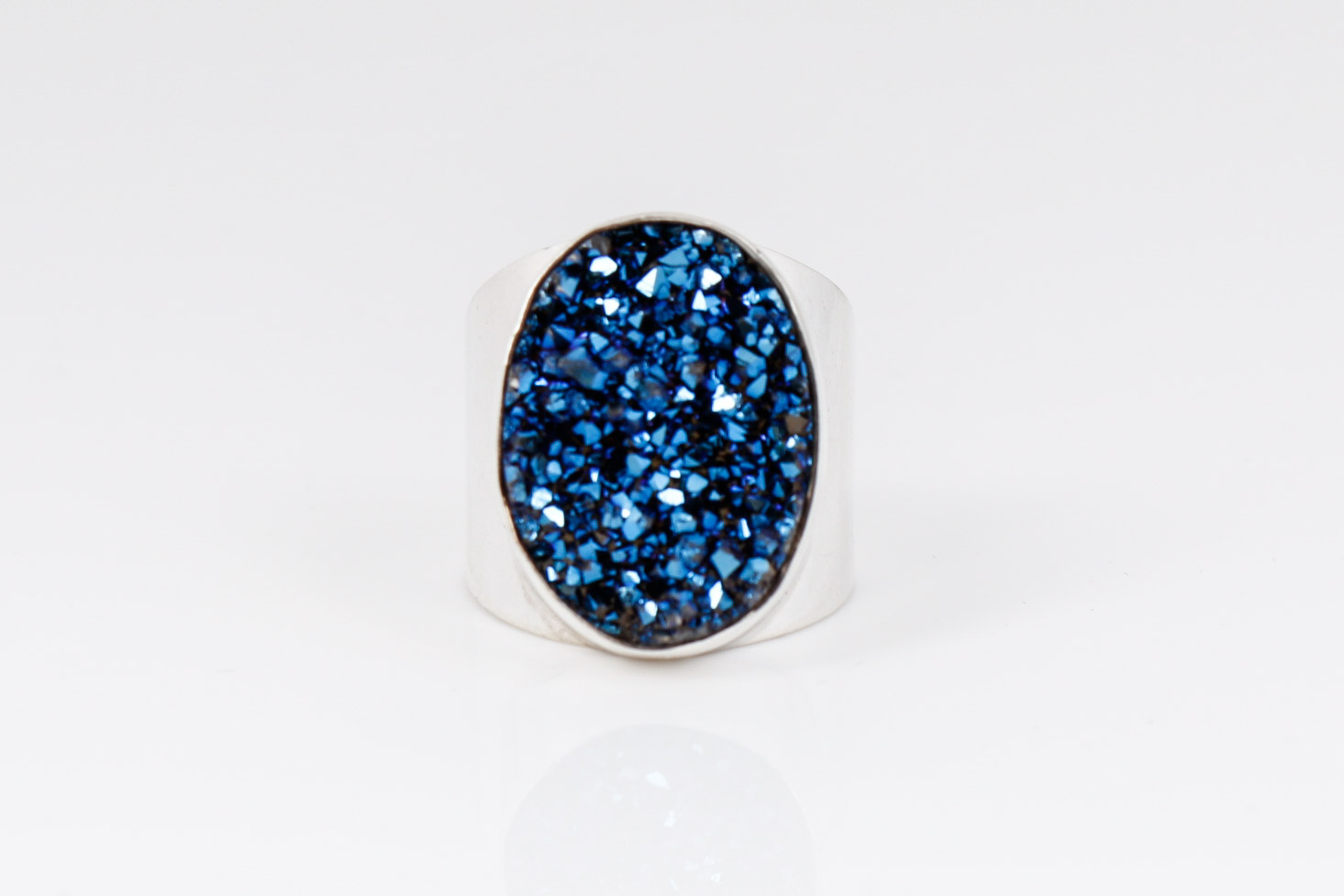 Sterling Silver Blue Druzy Ring