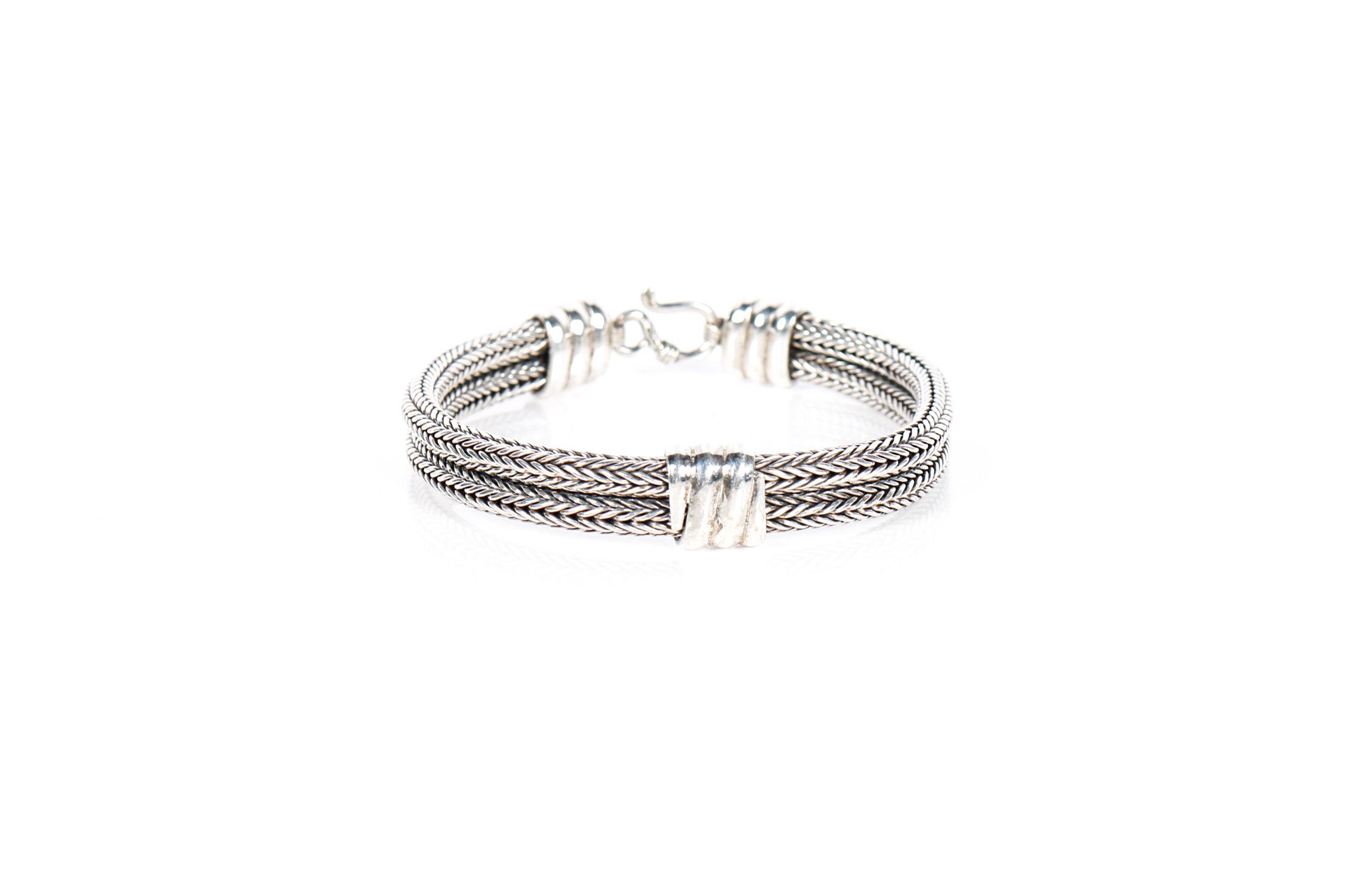 Woven Sterling Silver Double Row Bracelet