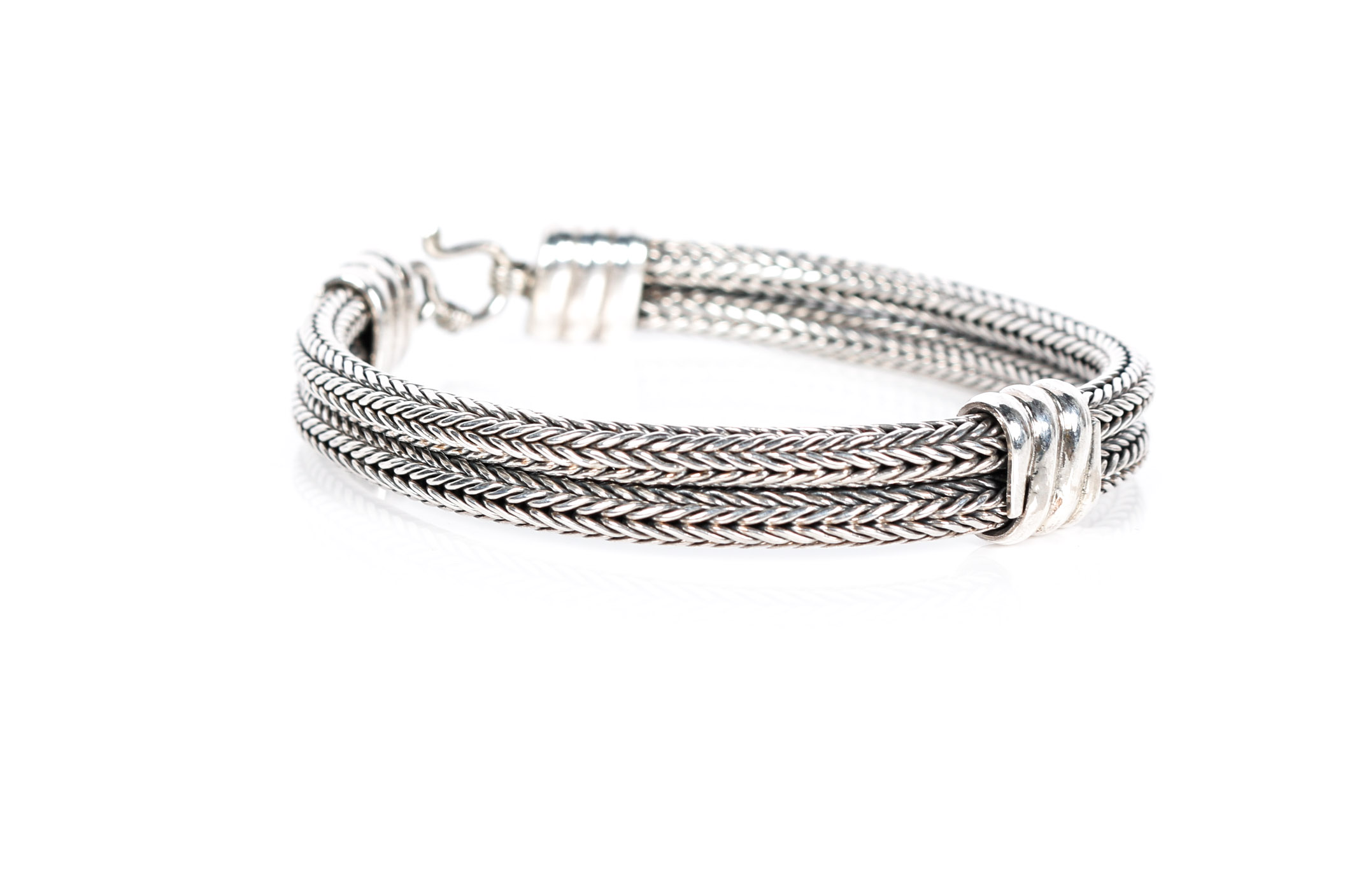 Woven Sterling Silver Double Row Bracelet