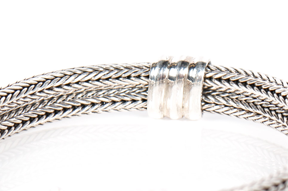 Woven Sterling Silver Double Row Bracelet