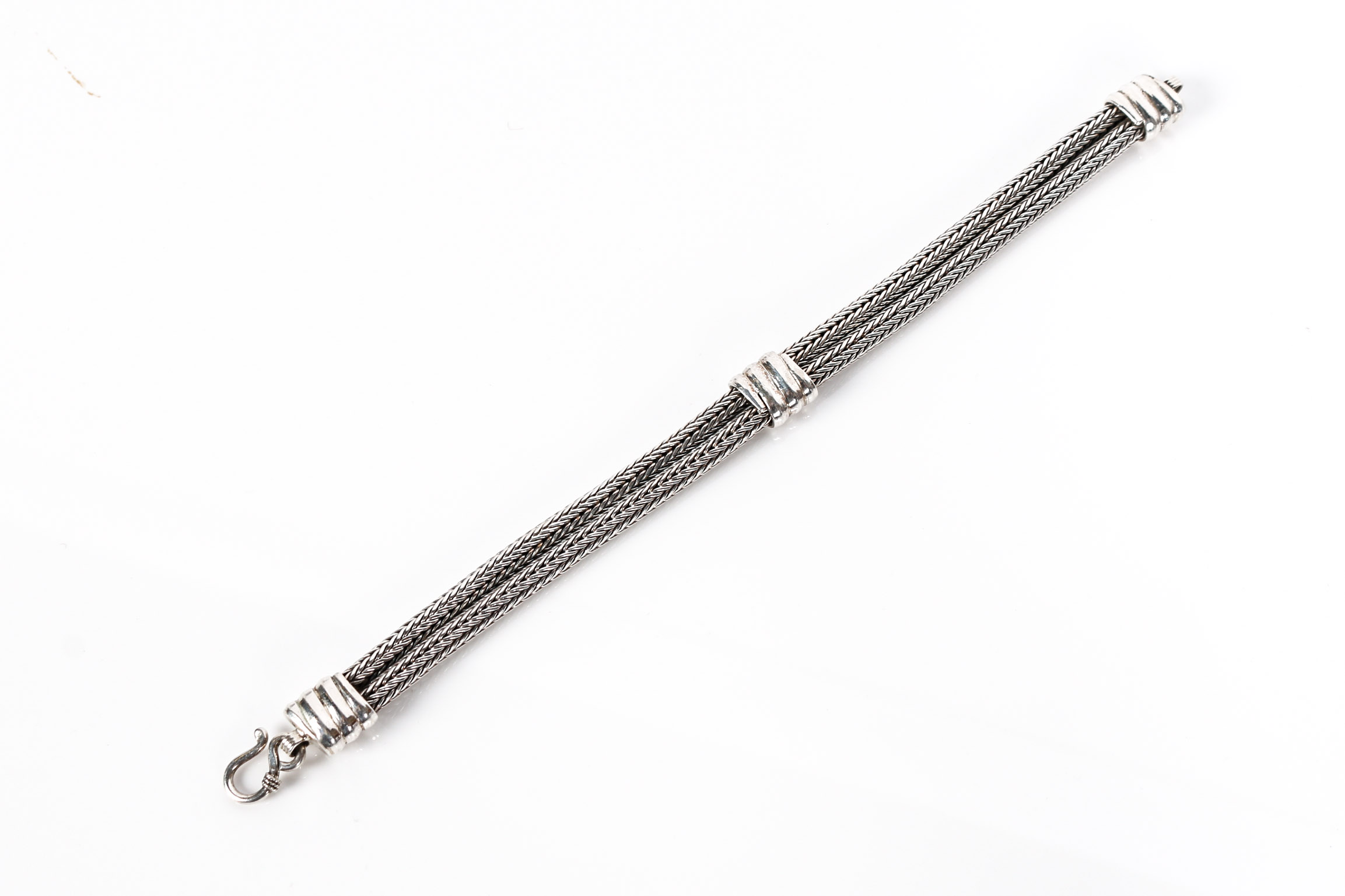 Woven Sterling Silver Double Row Bracelet