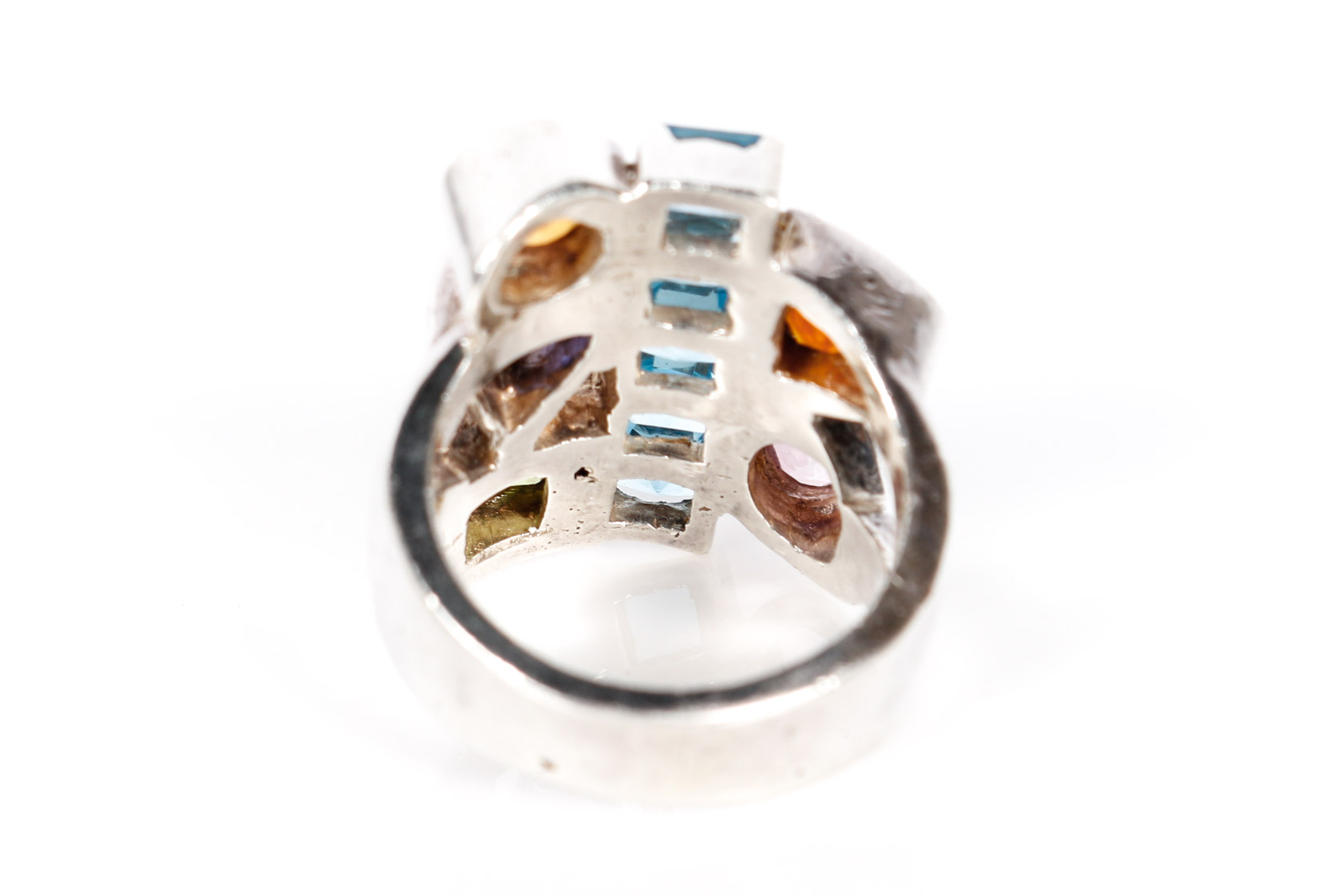 Sterling Silver Topaz, Sapphire, Iolite, Garnet, and Peridot Ring