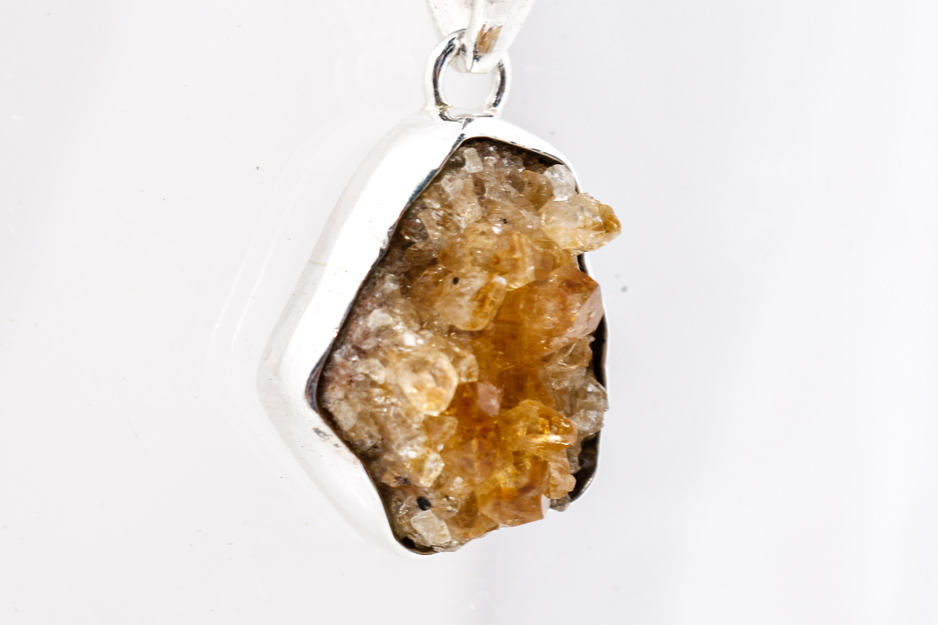 Pair of Sterling Silver Druzy Pendants