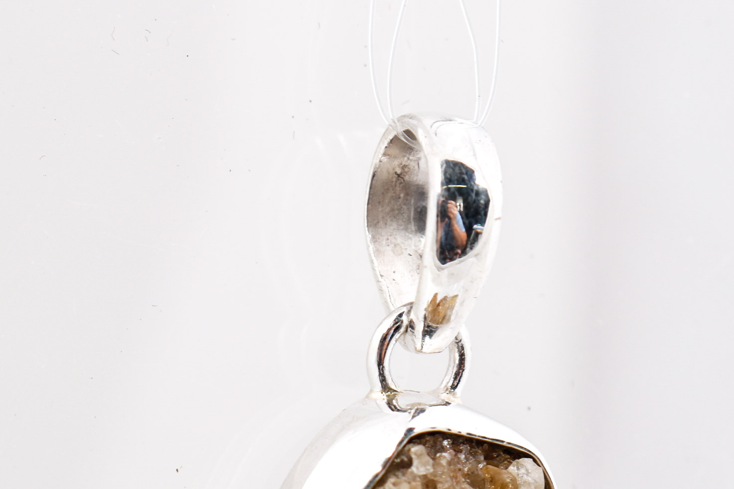 Pair of Sterling Silver Druzy Pendants