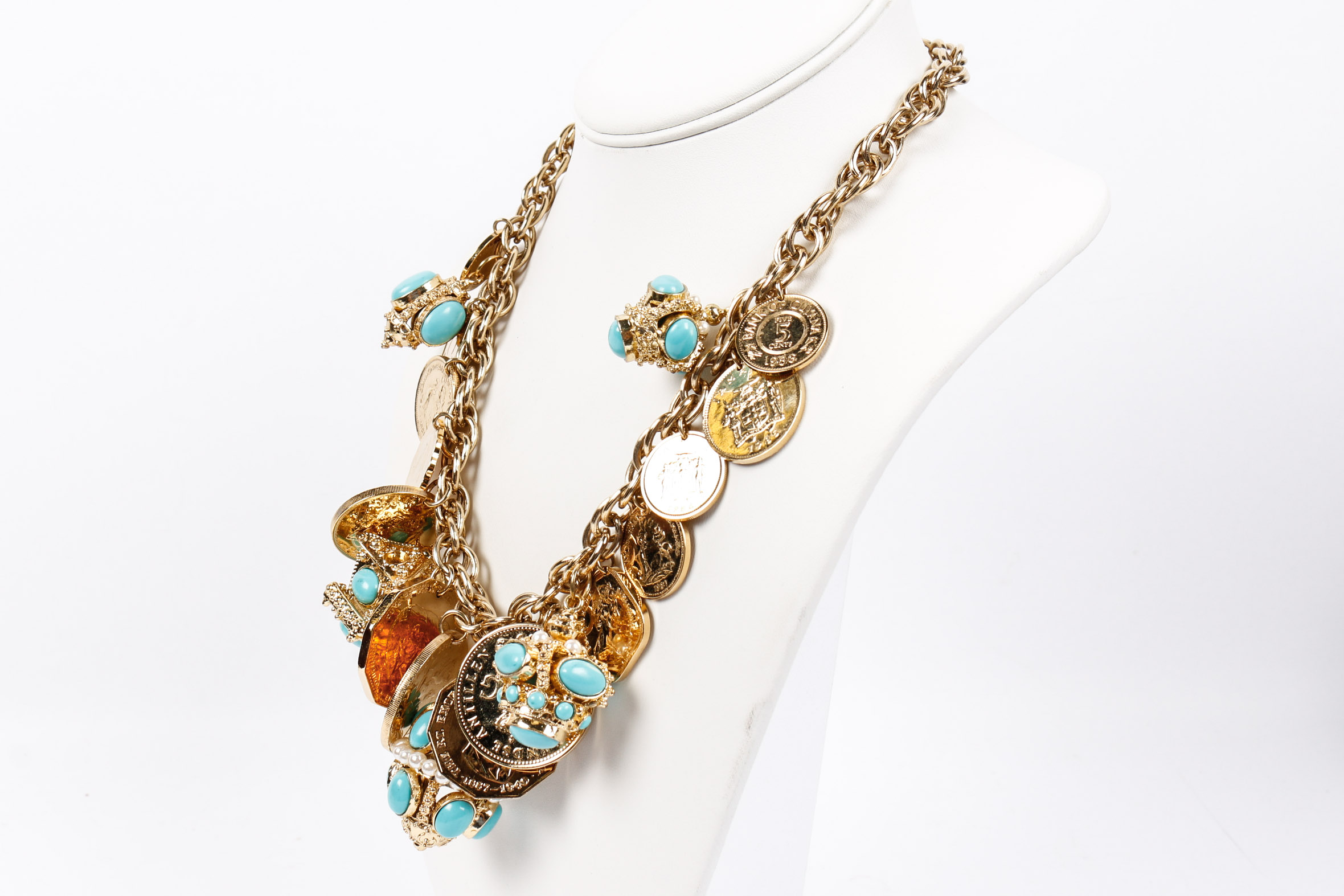 Chunk Turqoiuse and Coin Necklace