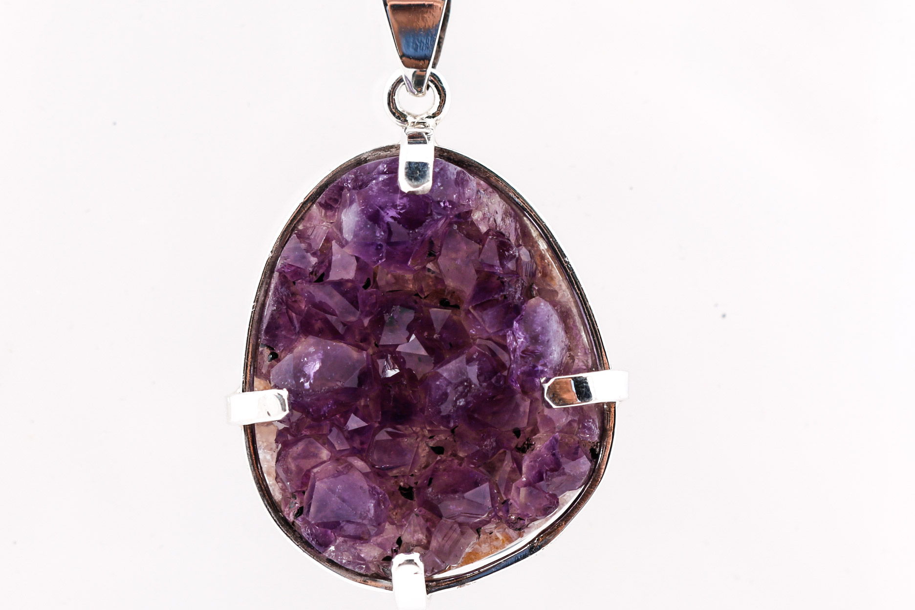 Pair of Sterling Silver Druzy Pendants