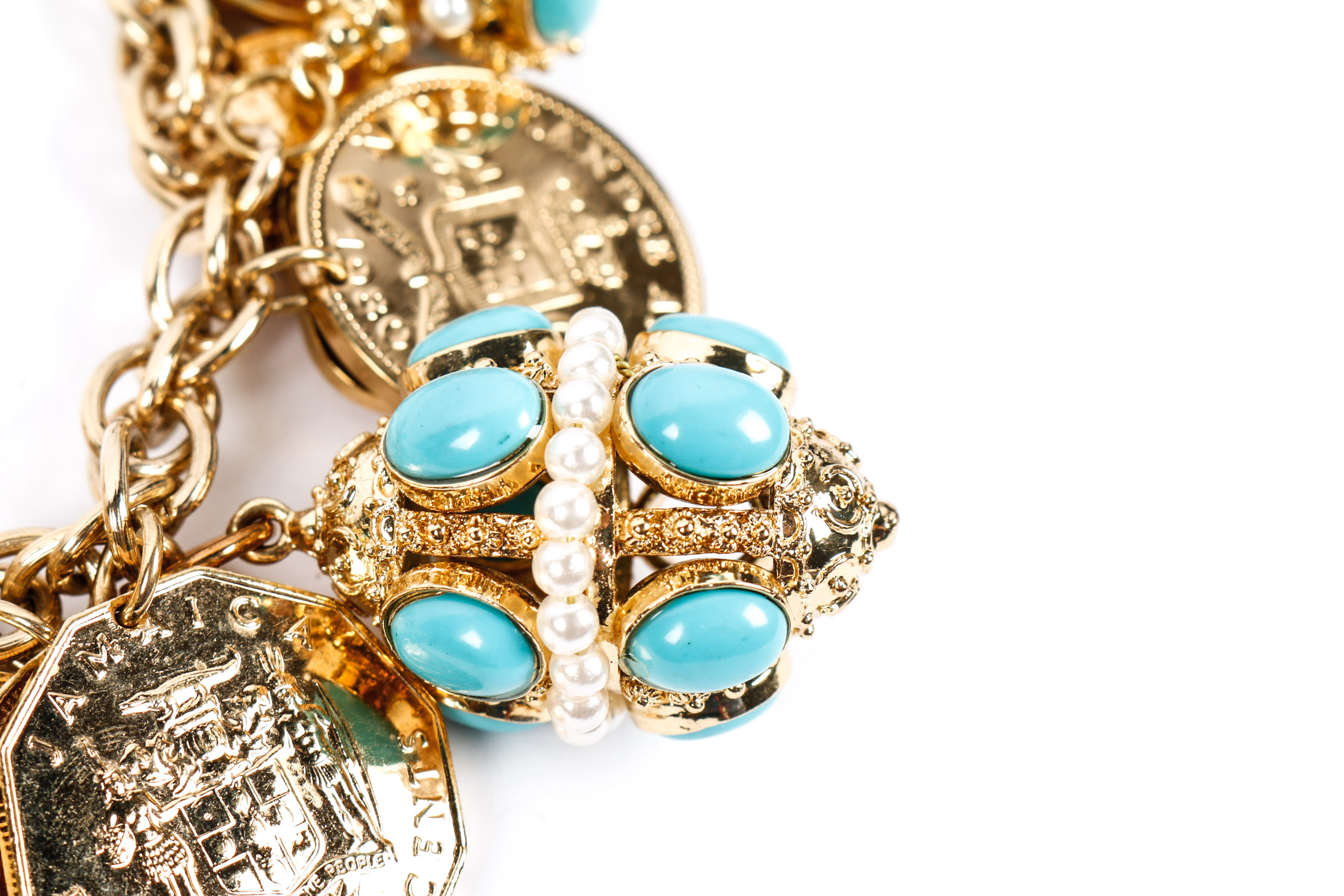 Chunk Turqoiuse and Coin Necklace