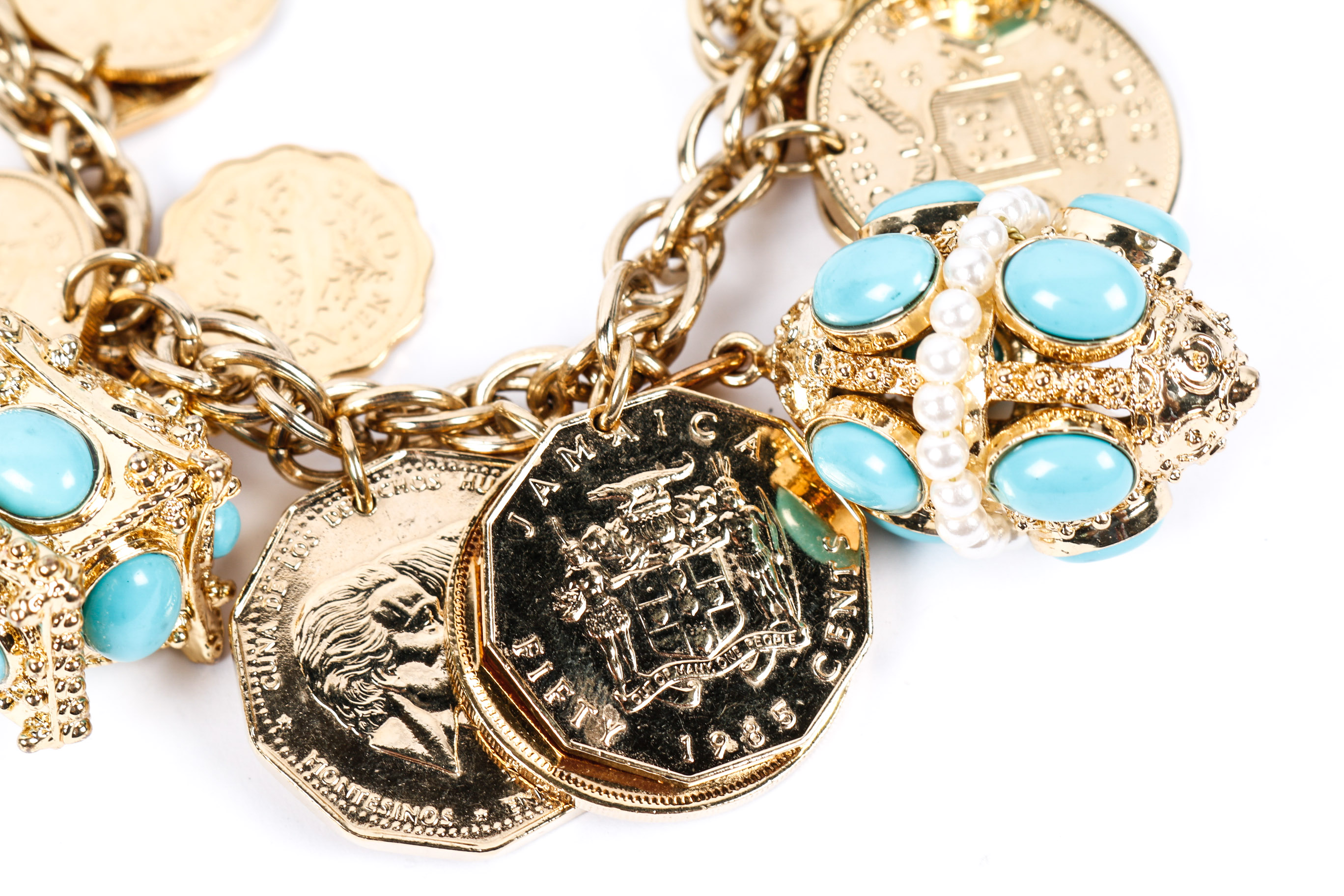 Chunk Turqoiuse and Coin Necklace