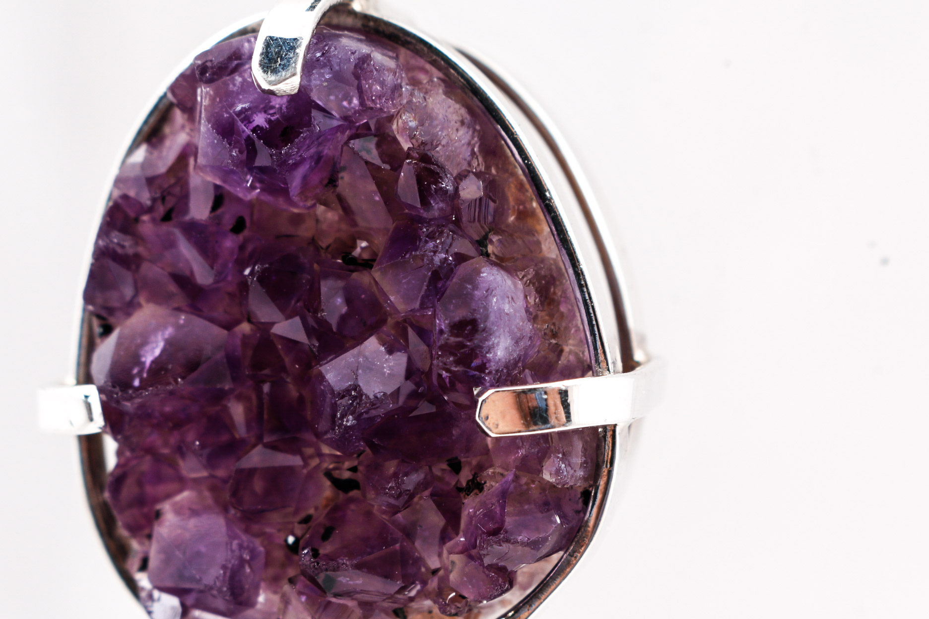 Pair of Sterling Silver Druzy Pendants