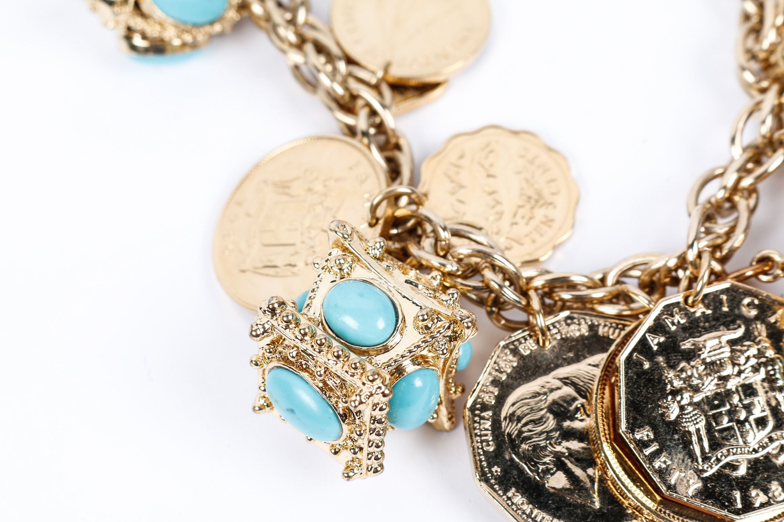 Chunk Turqoiuse and Coin Necklace