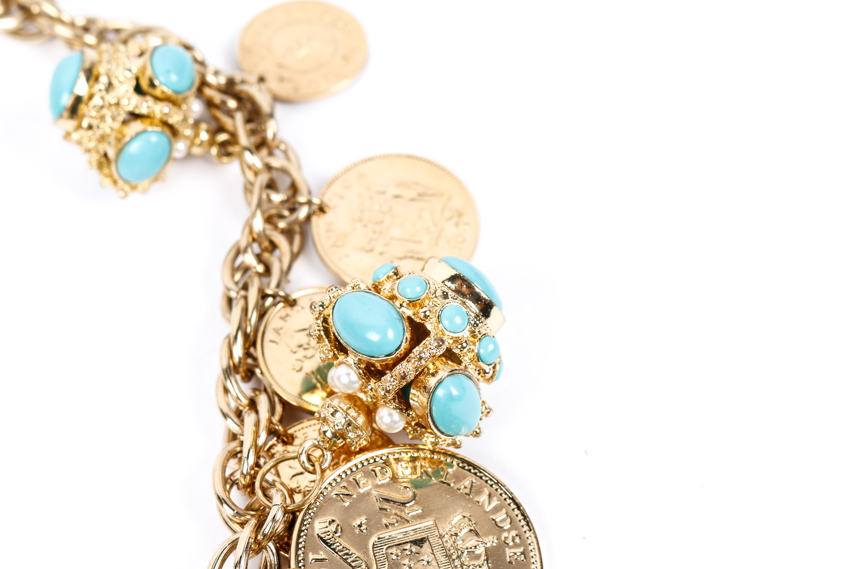 Chunk Turqoiuse and Coin Necklace