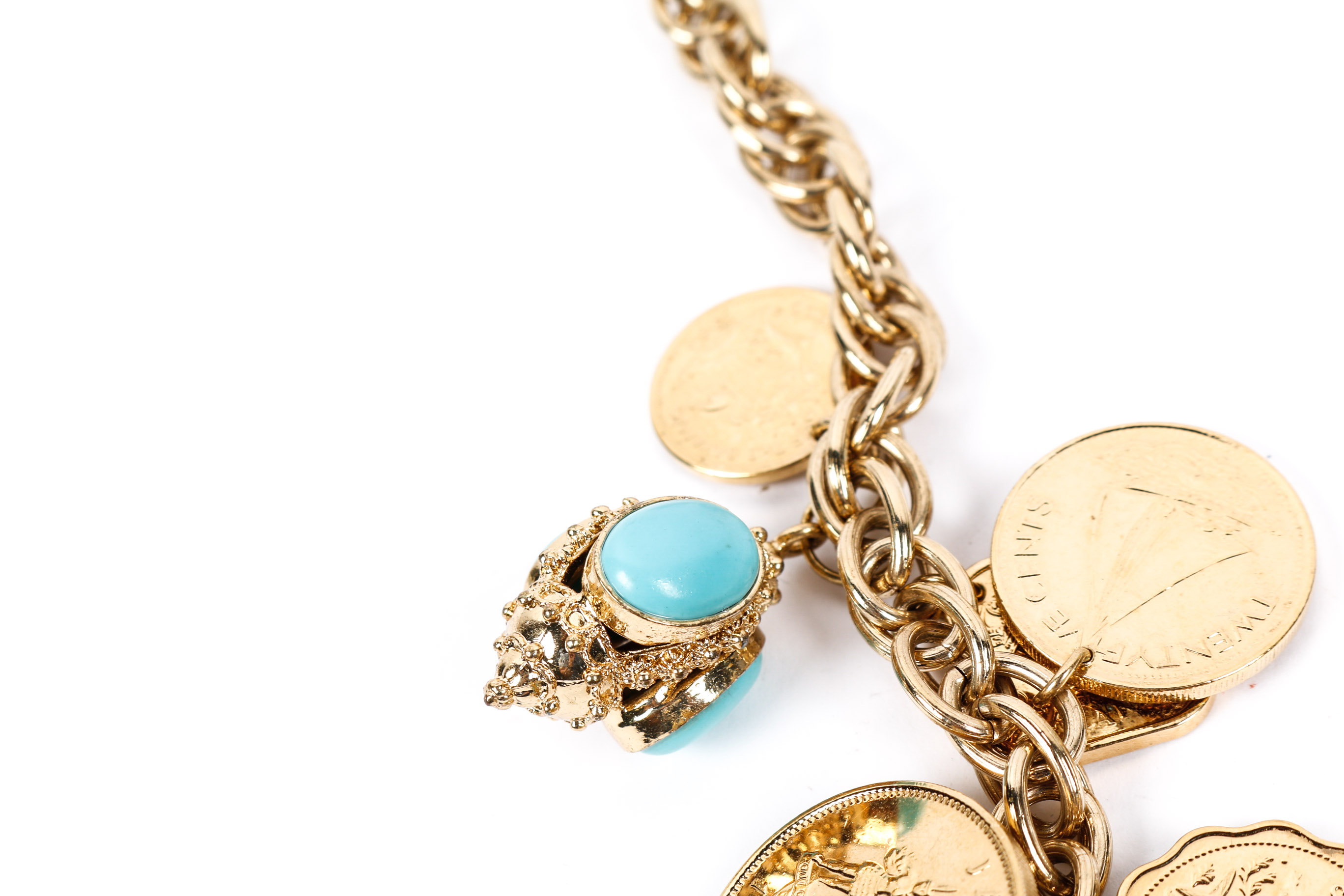 Chunk Turqoiuse and Coin Necklace