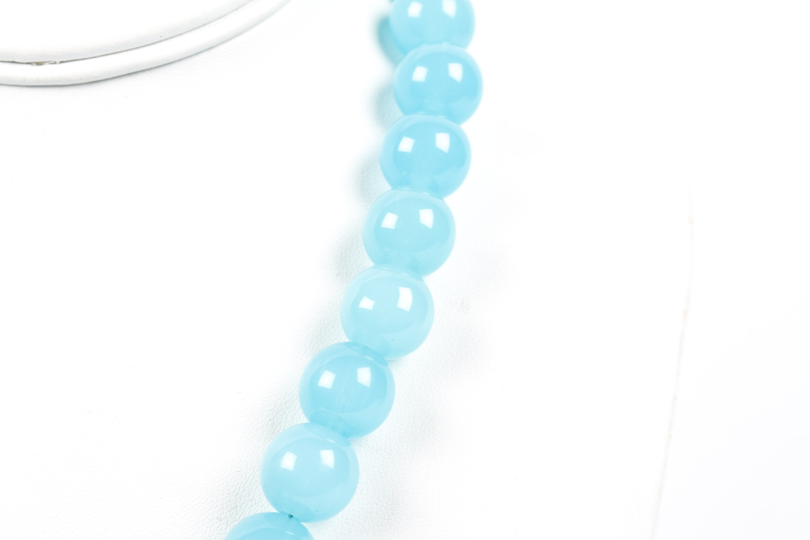 Aque Blue Beaded Necklace With Modern Bead Figurine Pendant