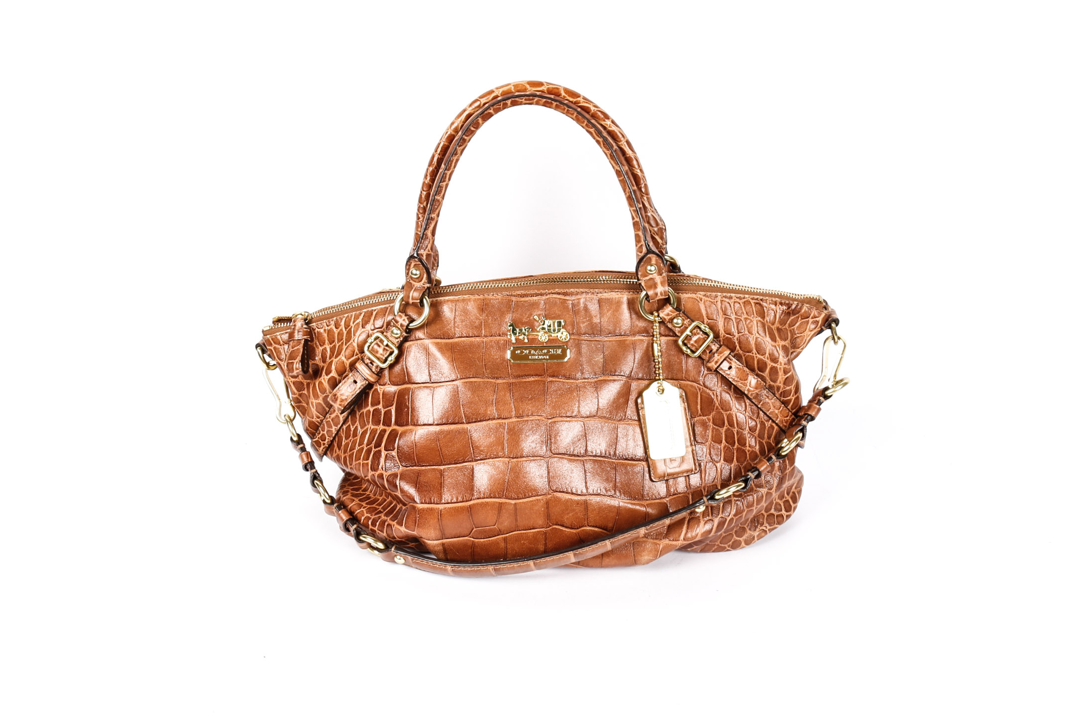 Coach Madison Exotic Embossed Leather Sophia Convertible Satchel