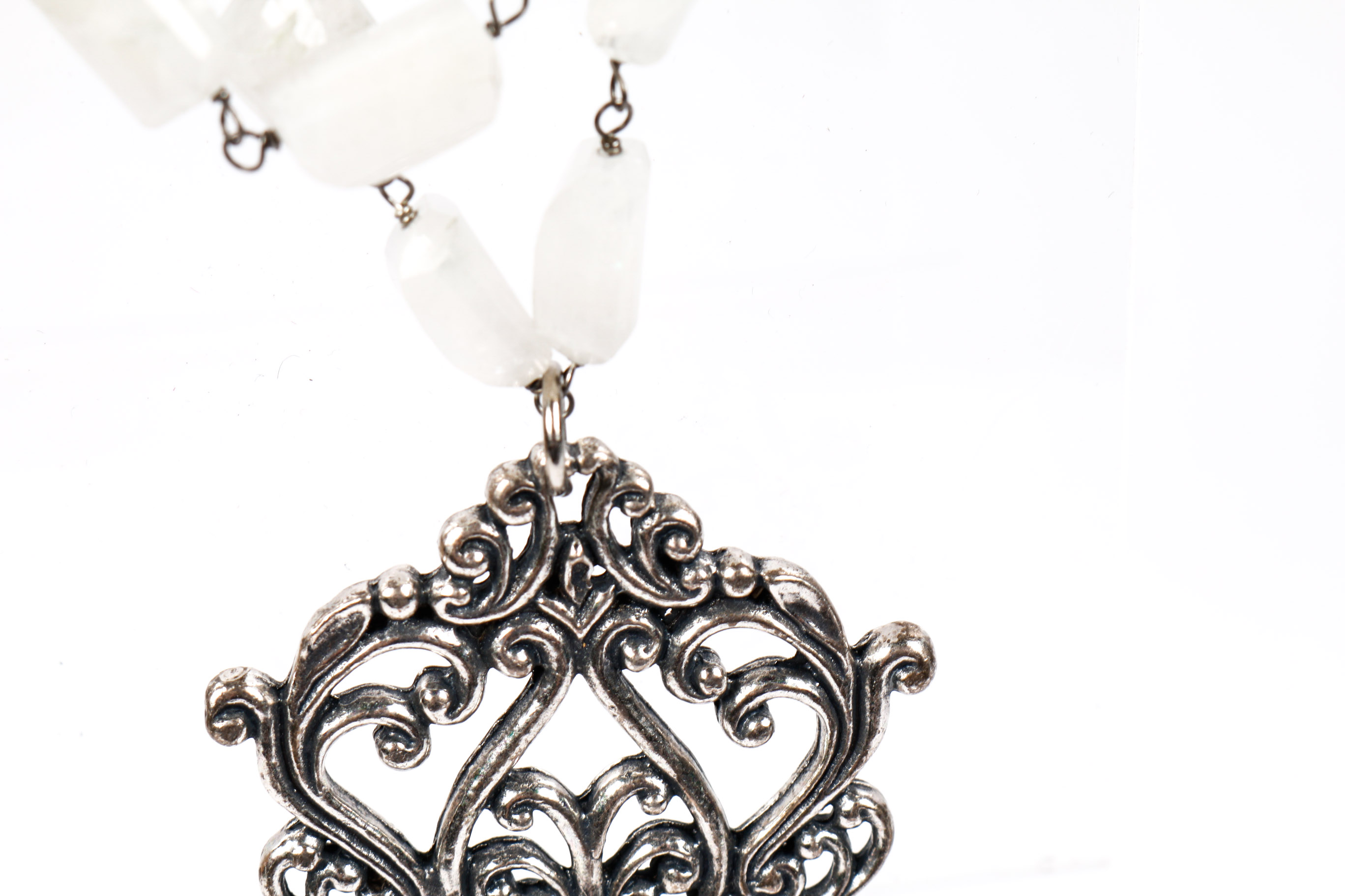 White Quartz Key Pendant Necklace