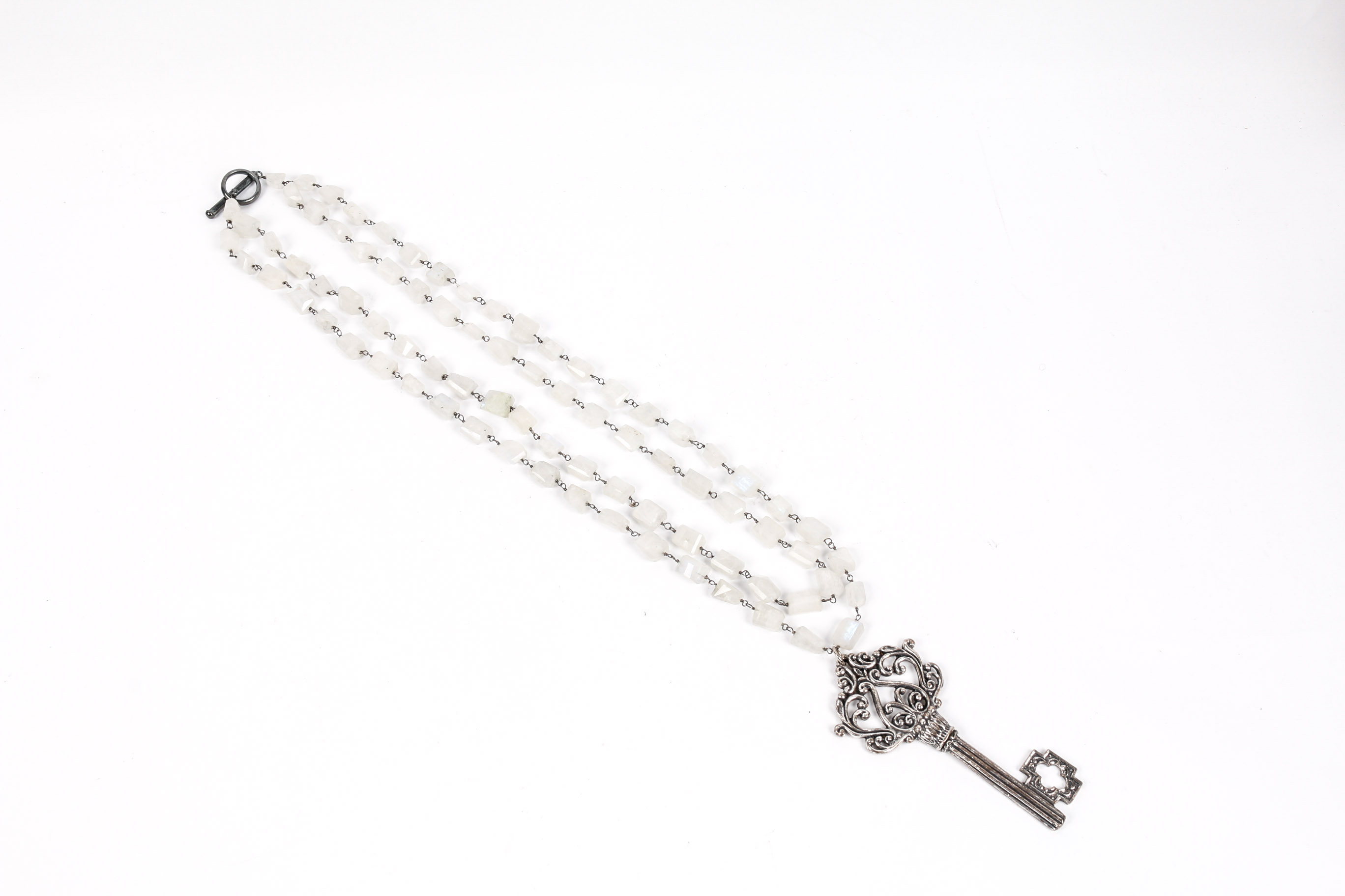 White Quartz Key Pendant Necklace