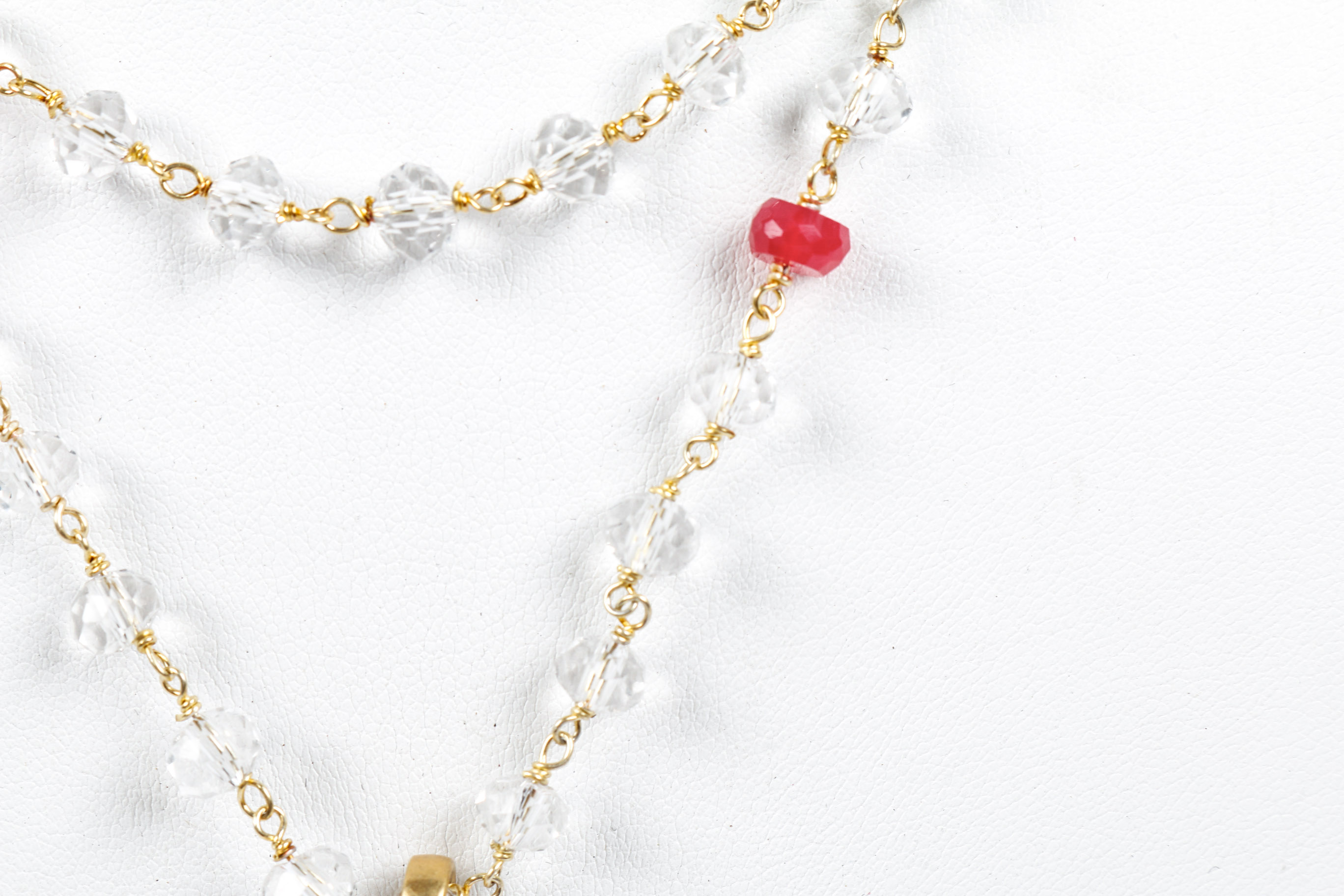 Faceted Strand of Crystal Beads with Druzy Pendant