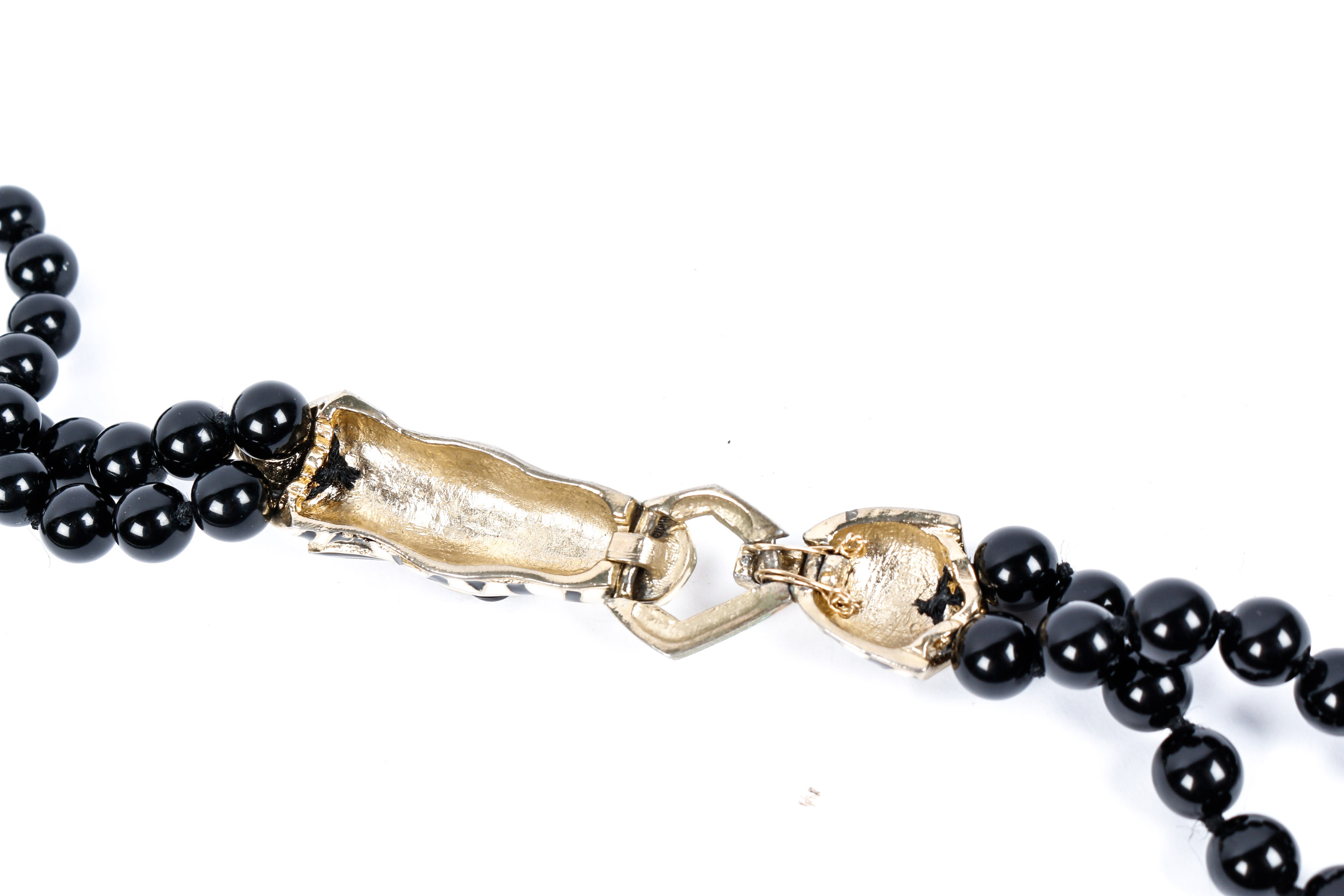 Vintage Ciner Black Beaded Necklace With Zebra Head Pendant